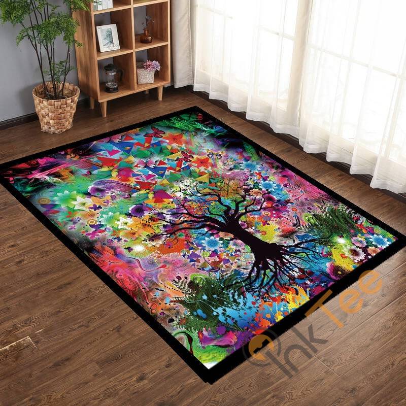 Tree Multi-colour Painting Kitchen Bedroom Children Rectangle Rug