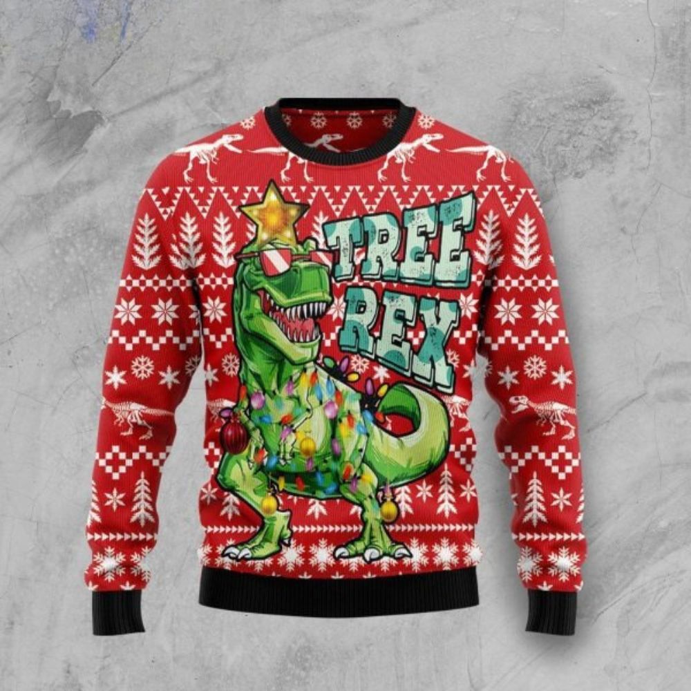 Tree Rex T-Rex Cool Dinosaur Christmas Sweater