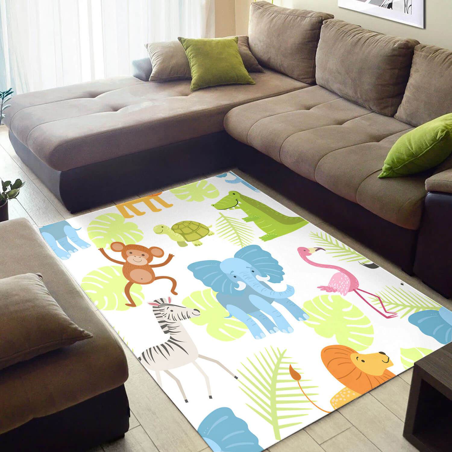 Trendy African American Adorable Inspired Animals Themed House Rectangle Rug