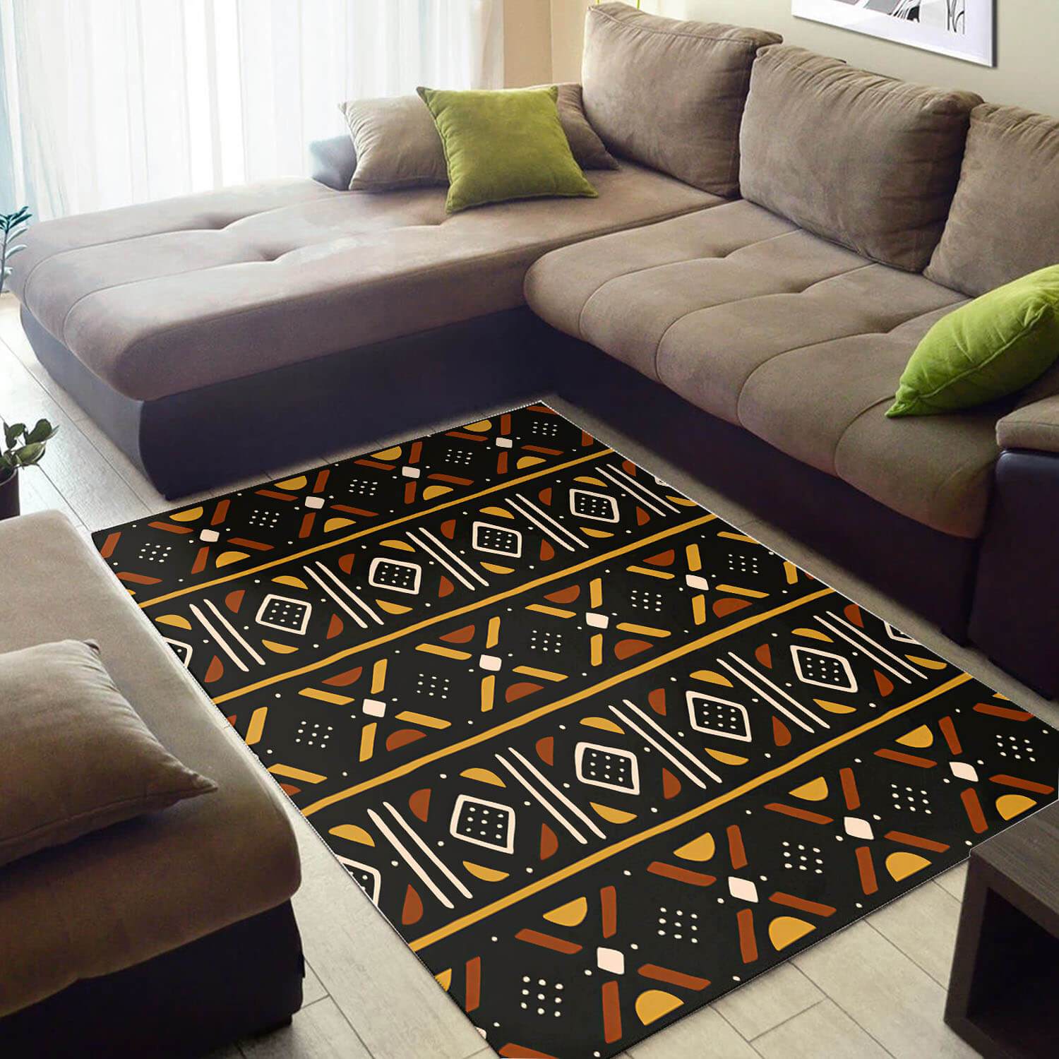 Trendy African American Adorable Inspired Ethnic Seamless Pattern Themed Carpet Style Rectangle Rug