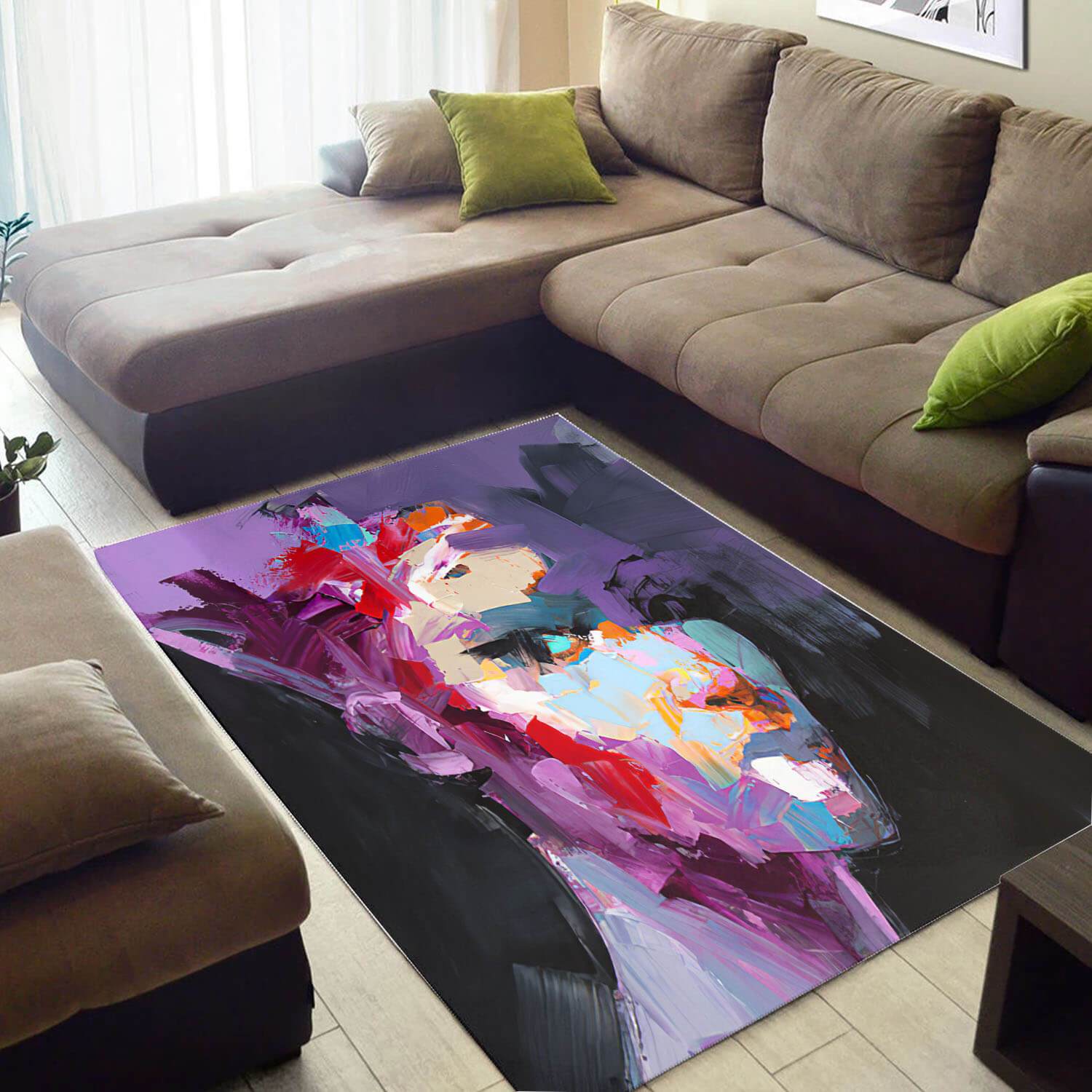 Trendy African Cute Themed Afro Lady Design Floor Living Room Rectangle Rug