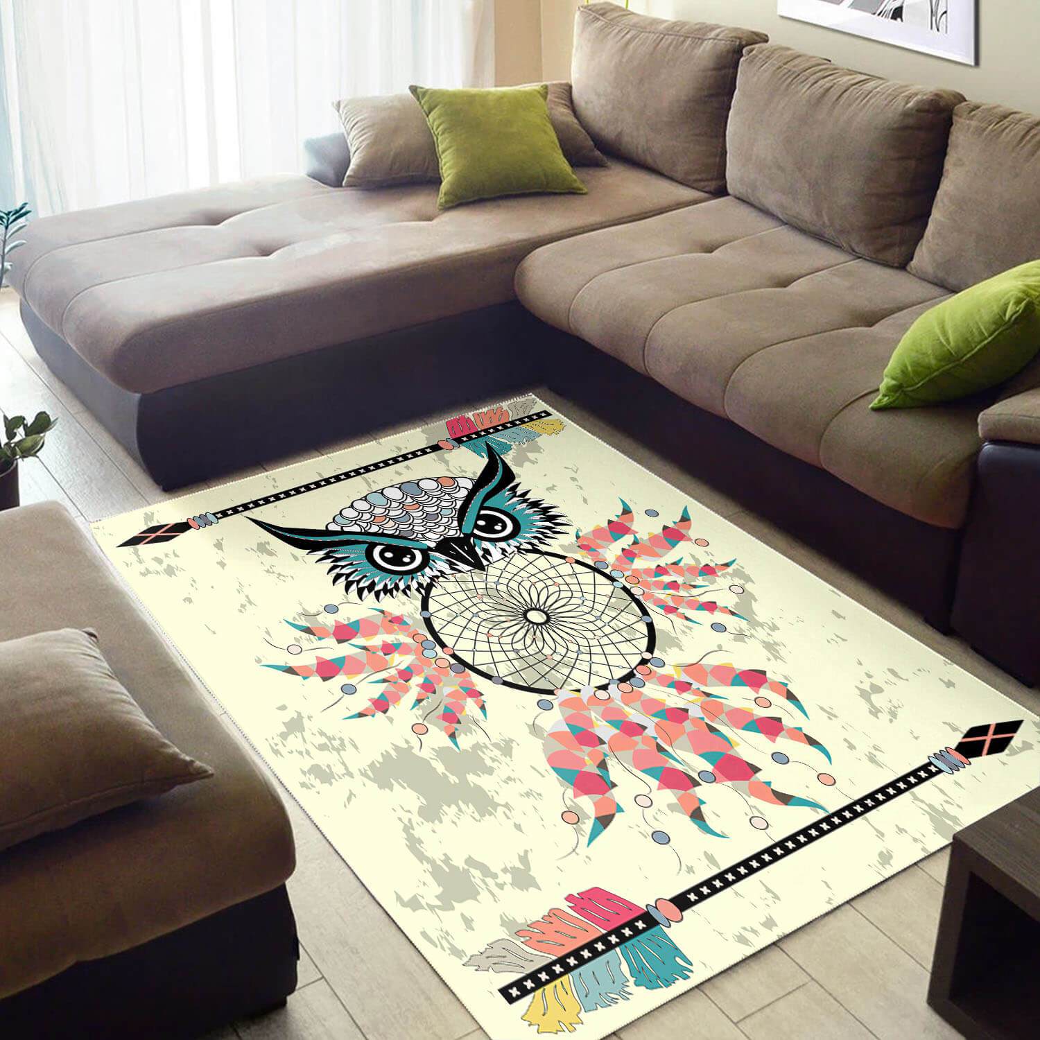 Trendy African Style Colorful Print Wildlife Animals Themed Carpet Rectangle Rug