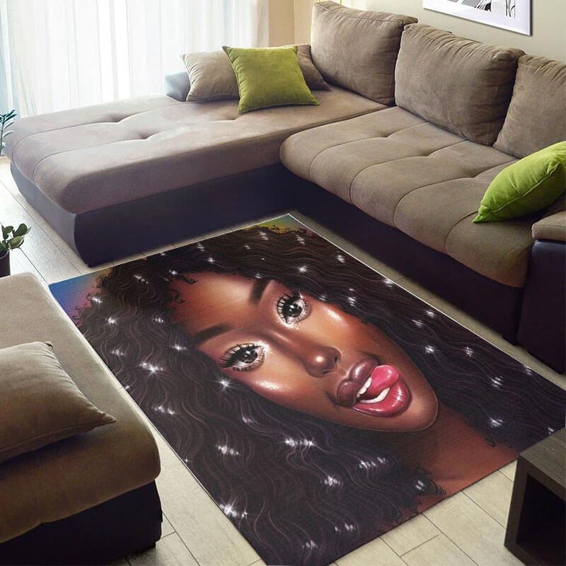 Trendy African Style Cute Afrocentric Afro Girl Themed Room Rectangle Rug