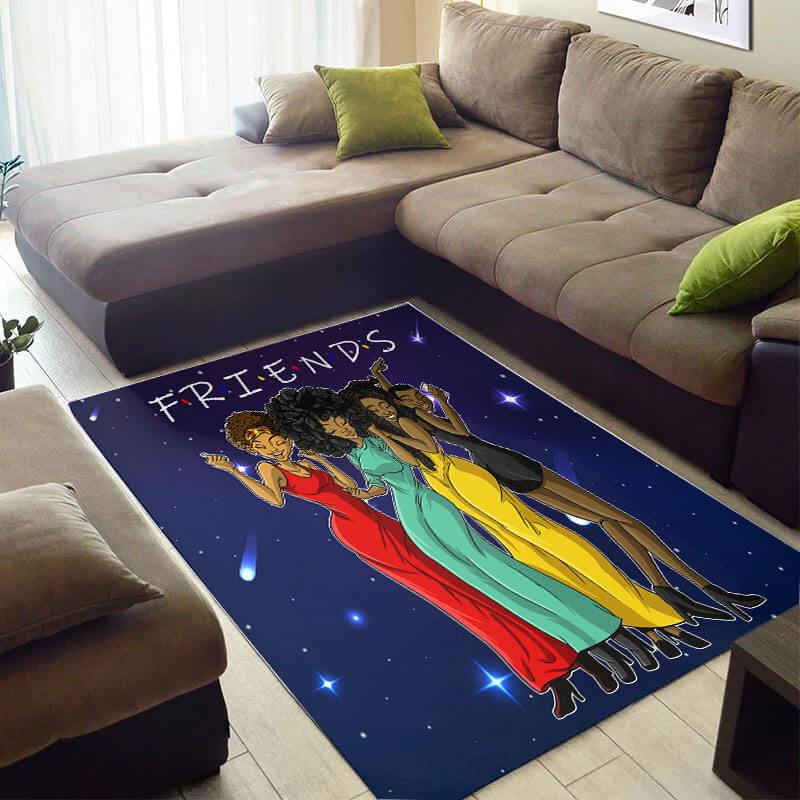 Trendy African Style Cute Afrocentric Afro Woman Friends Team Large Carpet Living Room Rectangle Rug