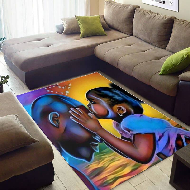 Trendy African Style Cute American Melanin Afro Girl Large Carpet Themed Home Rectangle Rug
