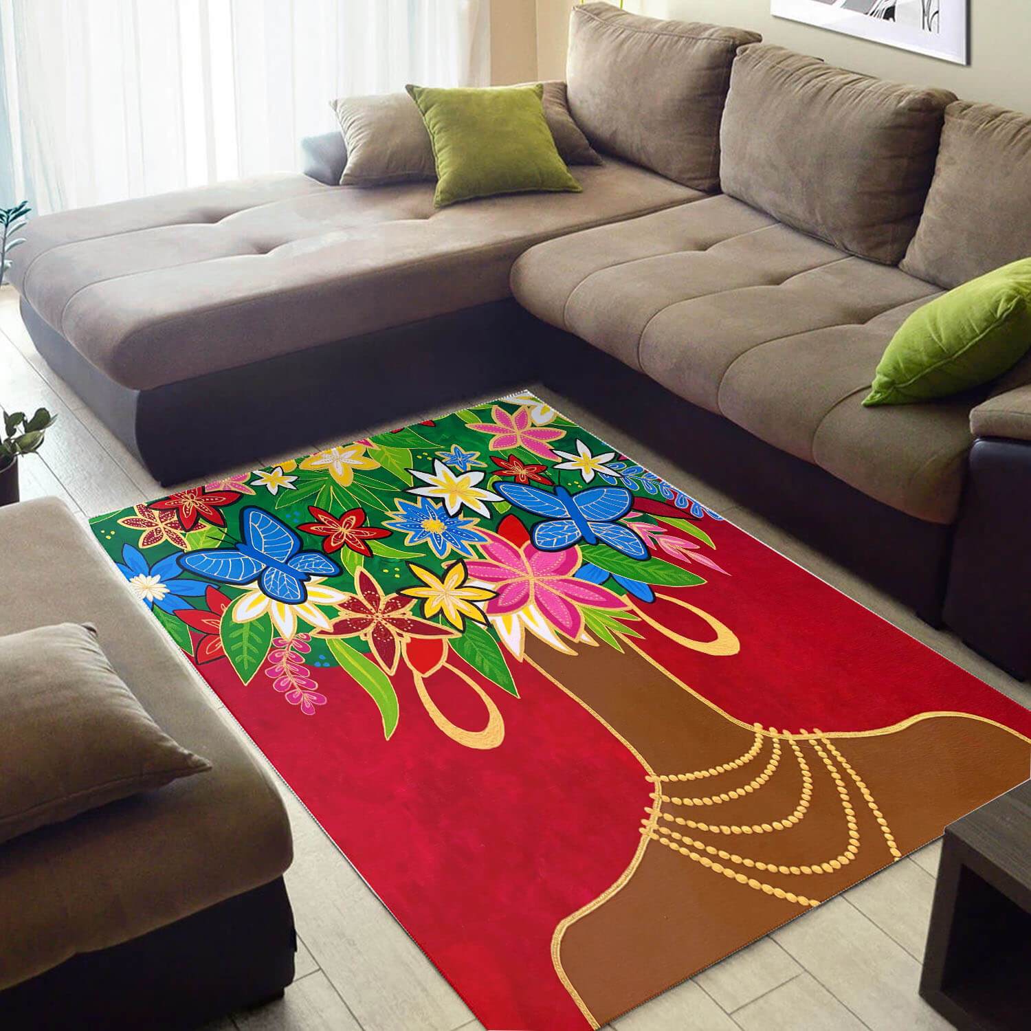 Trendy African Style Cute Natural Hair Queen Carpet Inspired Home Rectangle Rug
