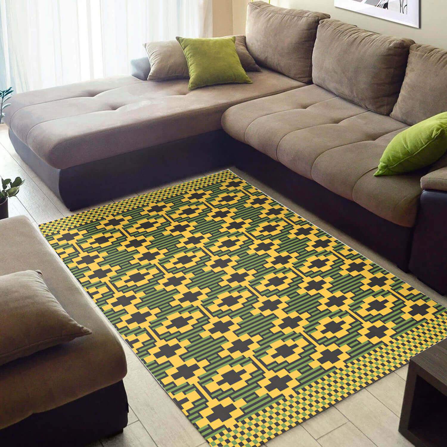 Trendy African Style Holiday American Seamless Pattern Themed Inspired Living Room Rectangle Rug