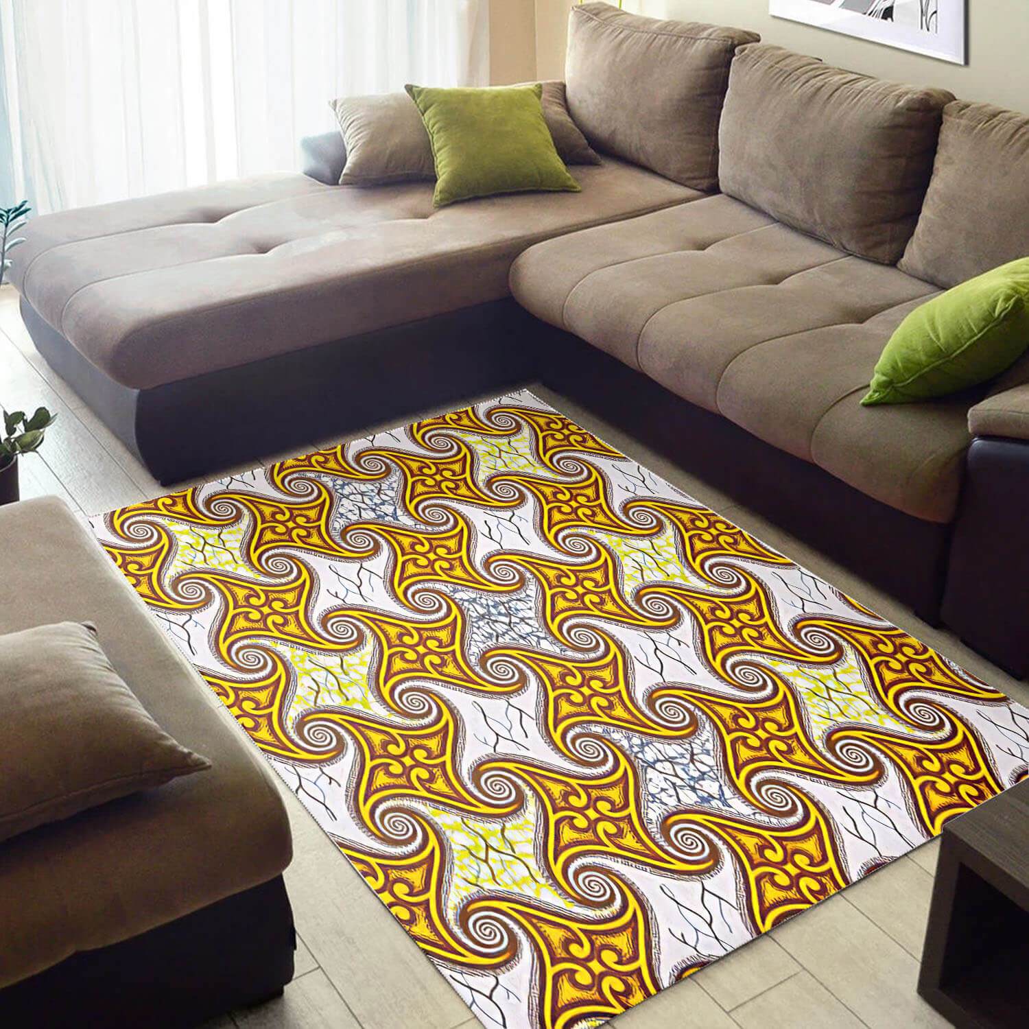Trendy African Vintage Inspired Afrocentric Art Design Floor Living Room Rectangle Rug