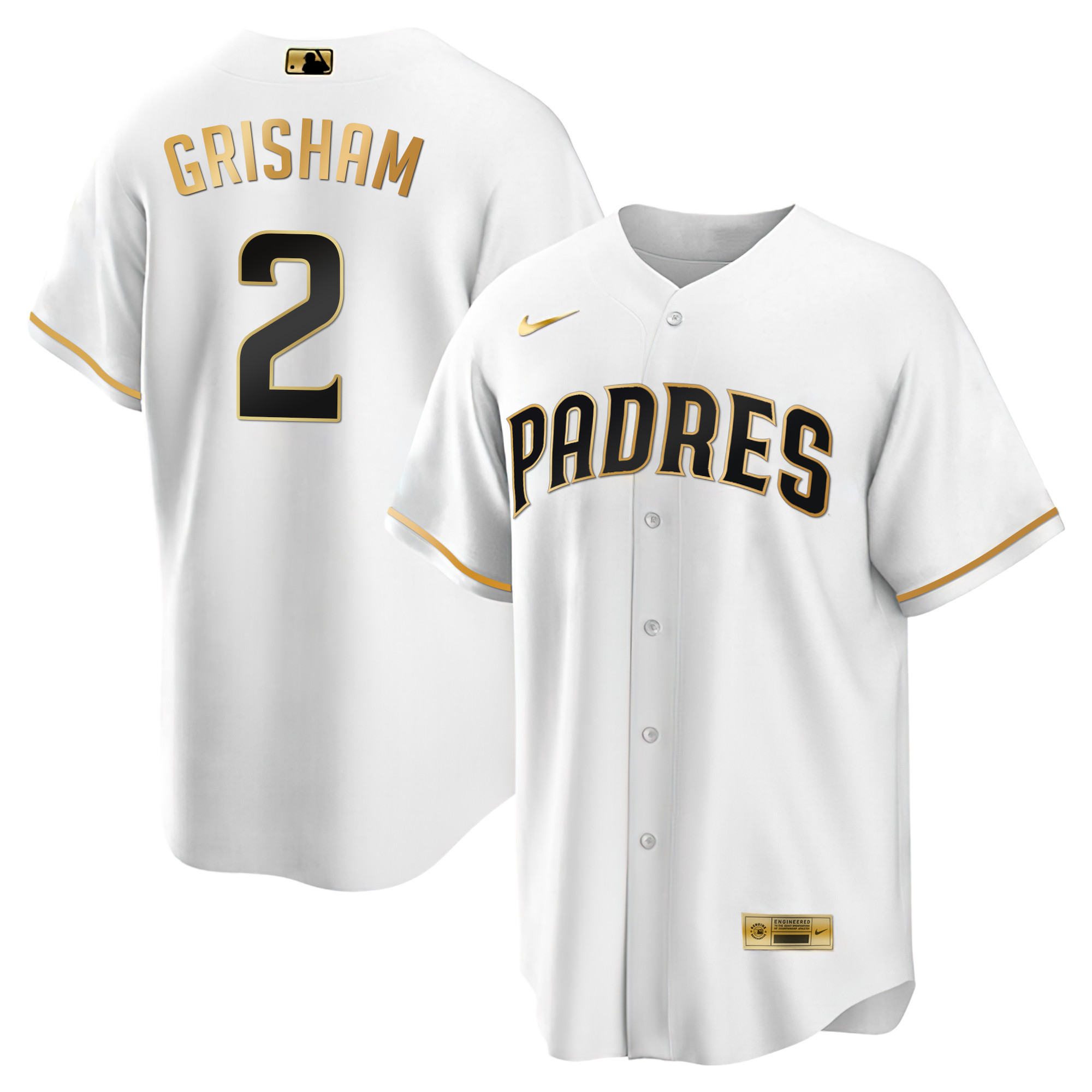 Trent Grisham Men's San Diego Padres Black Limited & Gold Cool White Gold Jersey - All Stitched