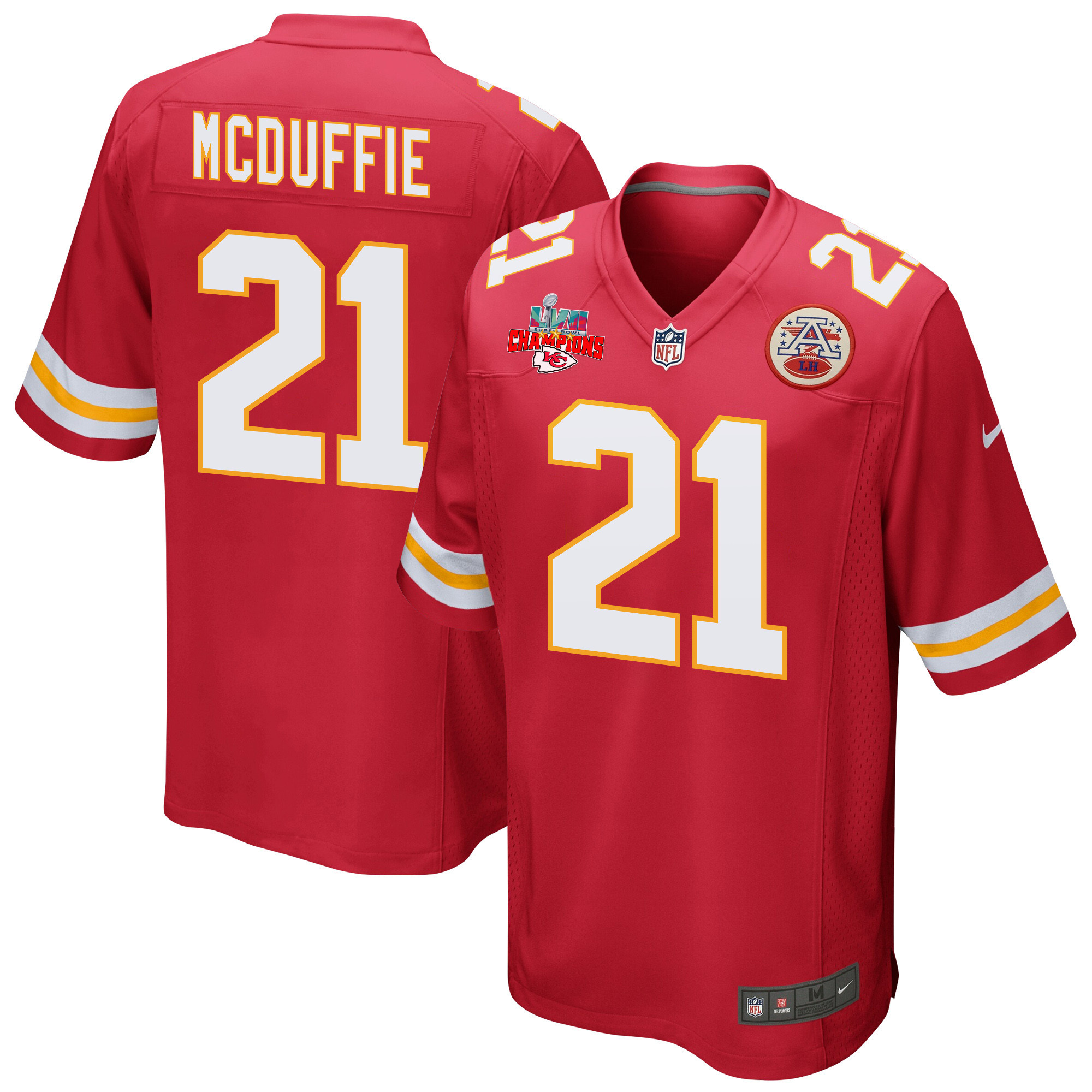 Trent McDuffie 21 Kansas City Chiefs Super Bowl LVII Champions 3 Stars Men Game Stitched Jersey – Red