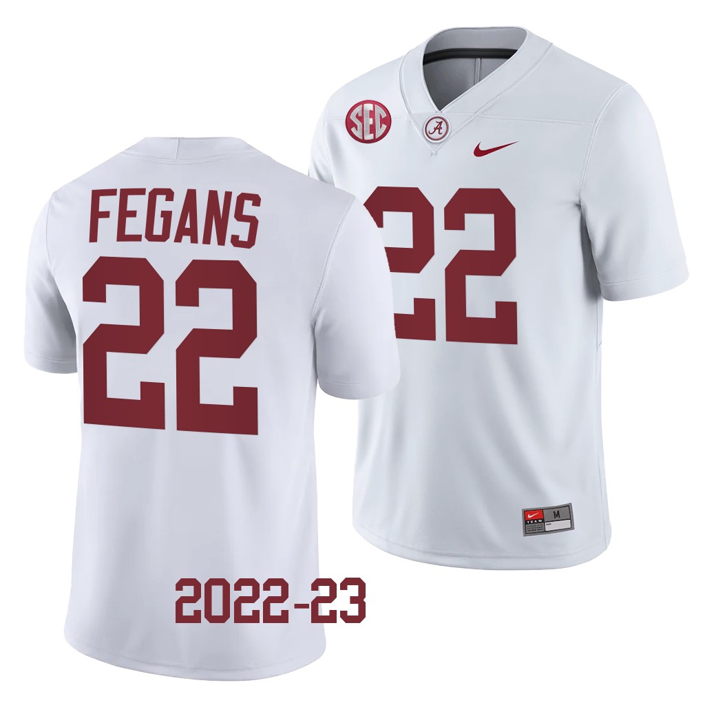 Trequon Fegans Alabama Crimson Tide #22 White Jersey 2022-23 College Men's Uniform