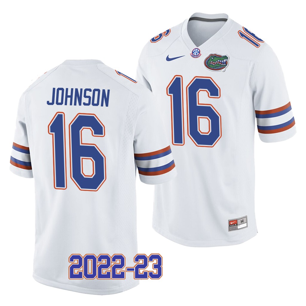 Tre'Vez Johnson Florida Gators 2022-23 College Jersey Men's White #16 Uniform