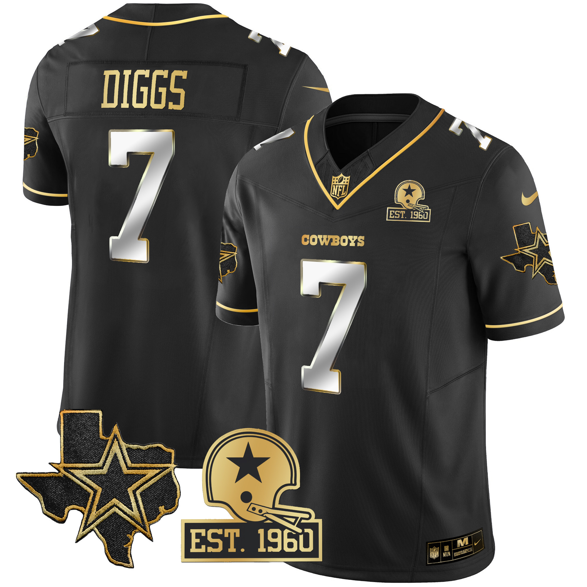 Trevon Diggs Men's Dallas Cowboys 2023 NFC East Champions Patch Gold Vapor Black Limited Jersey - All Stitched 