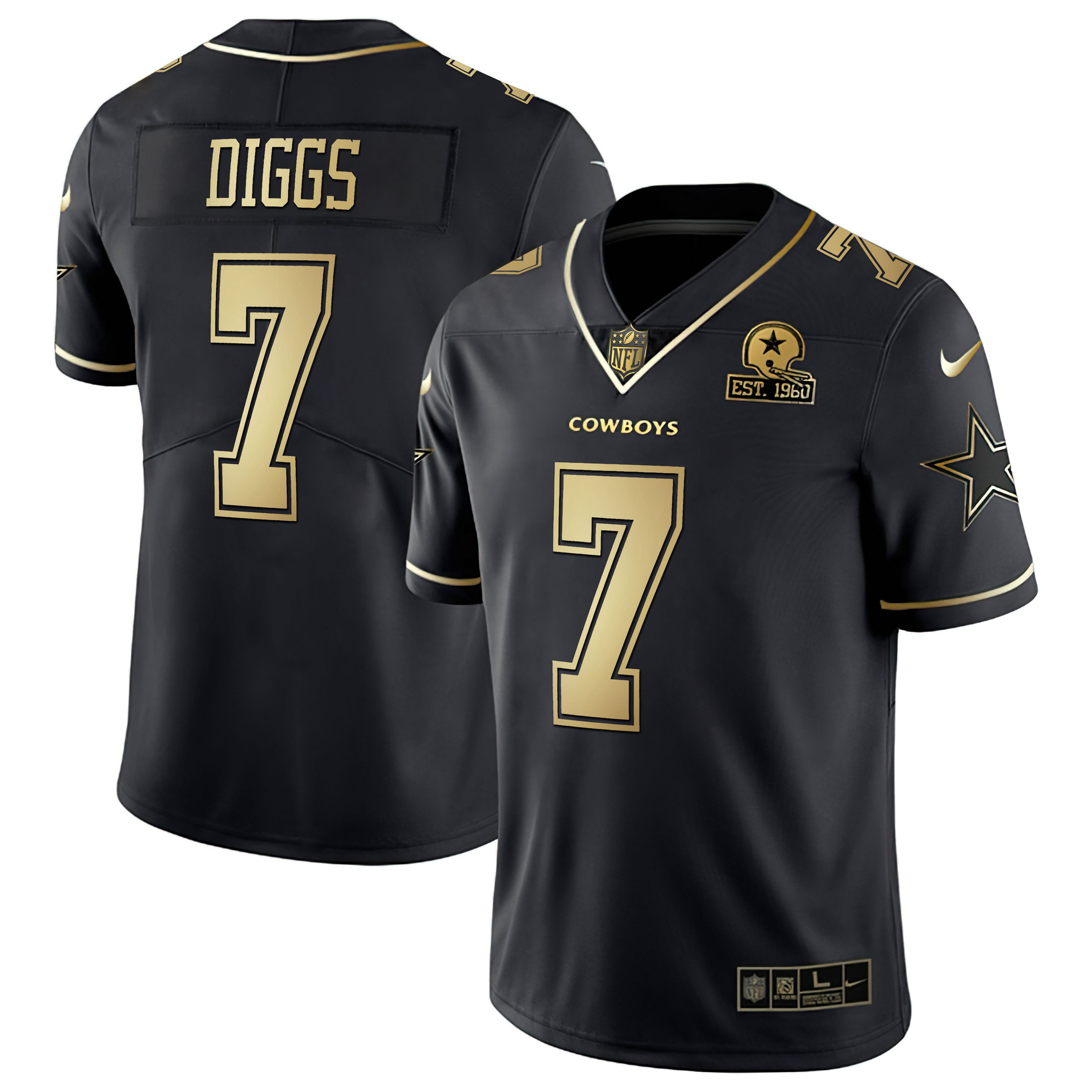 Trevon Diggs Men's Dallas Cowboys Black & White Gold Vapor Limited Black Gold Jersey - All Stitched 