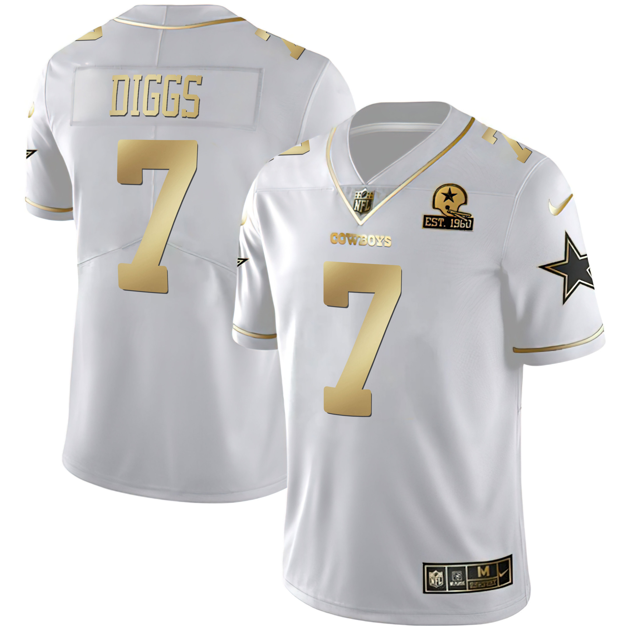 Trevon Diggs Men's Dallas Cowboys Black & White Gold Vapor Limited White Gold Jersey - All Stitched 