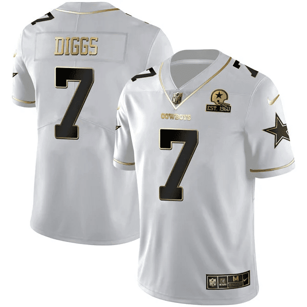 Trevon Diggs Men's Dallas Cowboys Black Gold Collection White Gold Jersey - All Stitched 