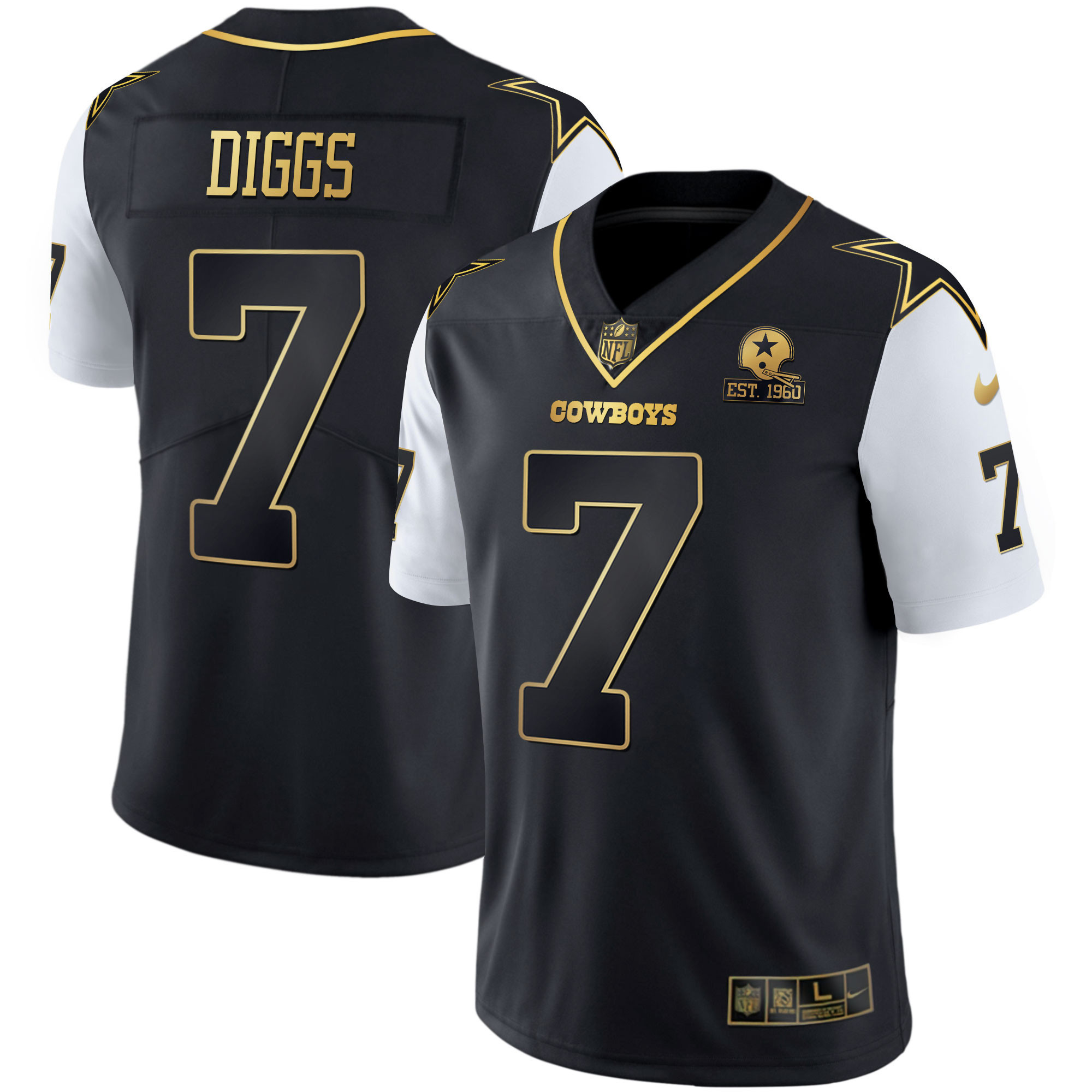 Trevon Diggs Men's Dallas Cowboys Color Rush Vapor Black & White Gold Limited Black Vapor Jersey - All Stitched 