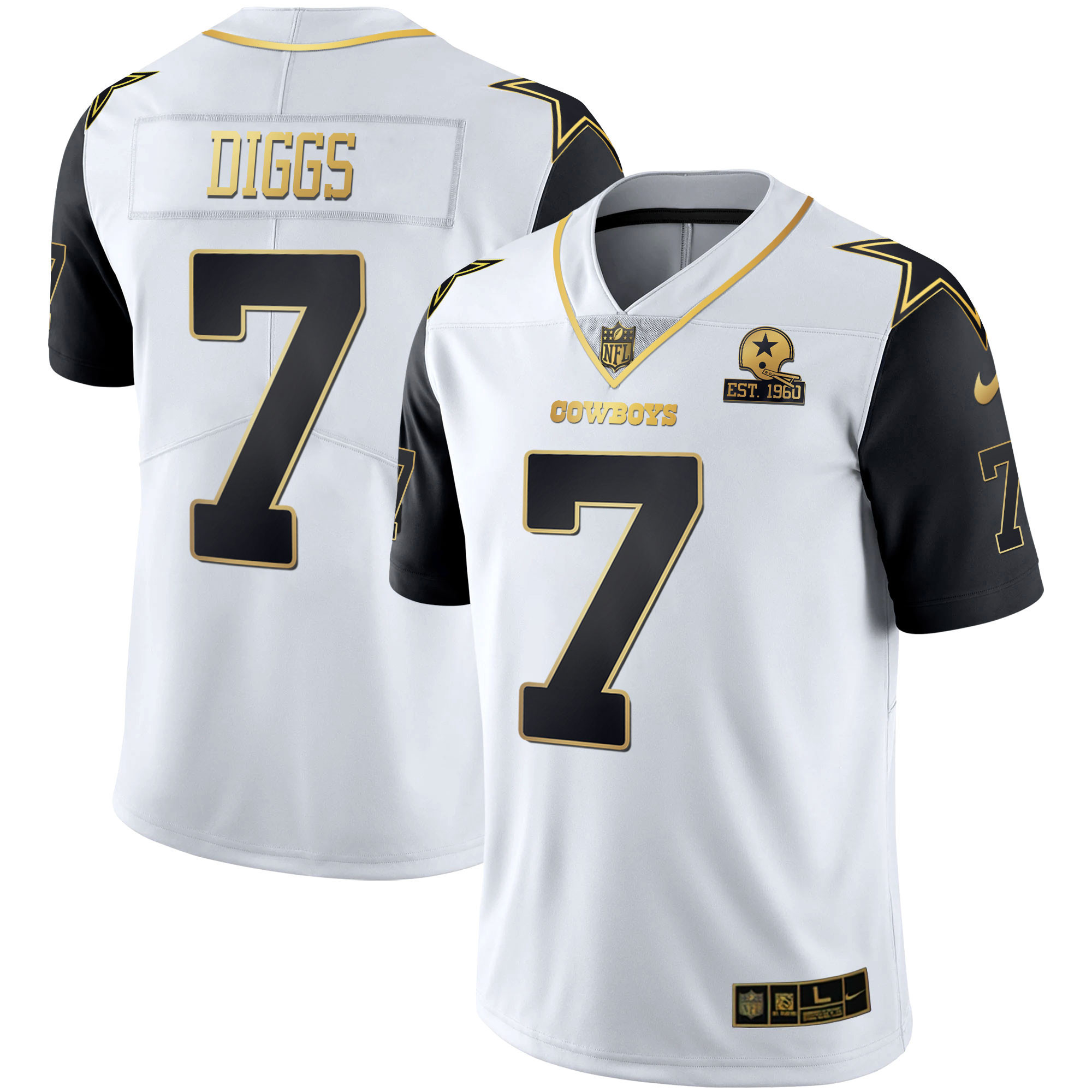 Trevon Diggs Men's Dallas Cowboys Color Rush Vapor Black & White Gold Limited White Vapor Jersey - All Stitched 