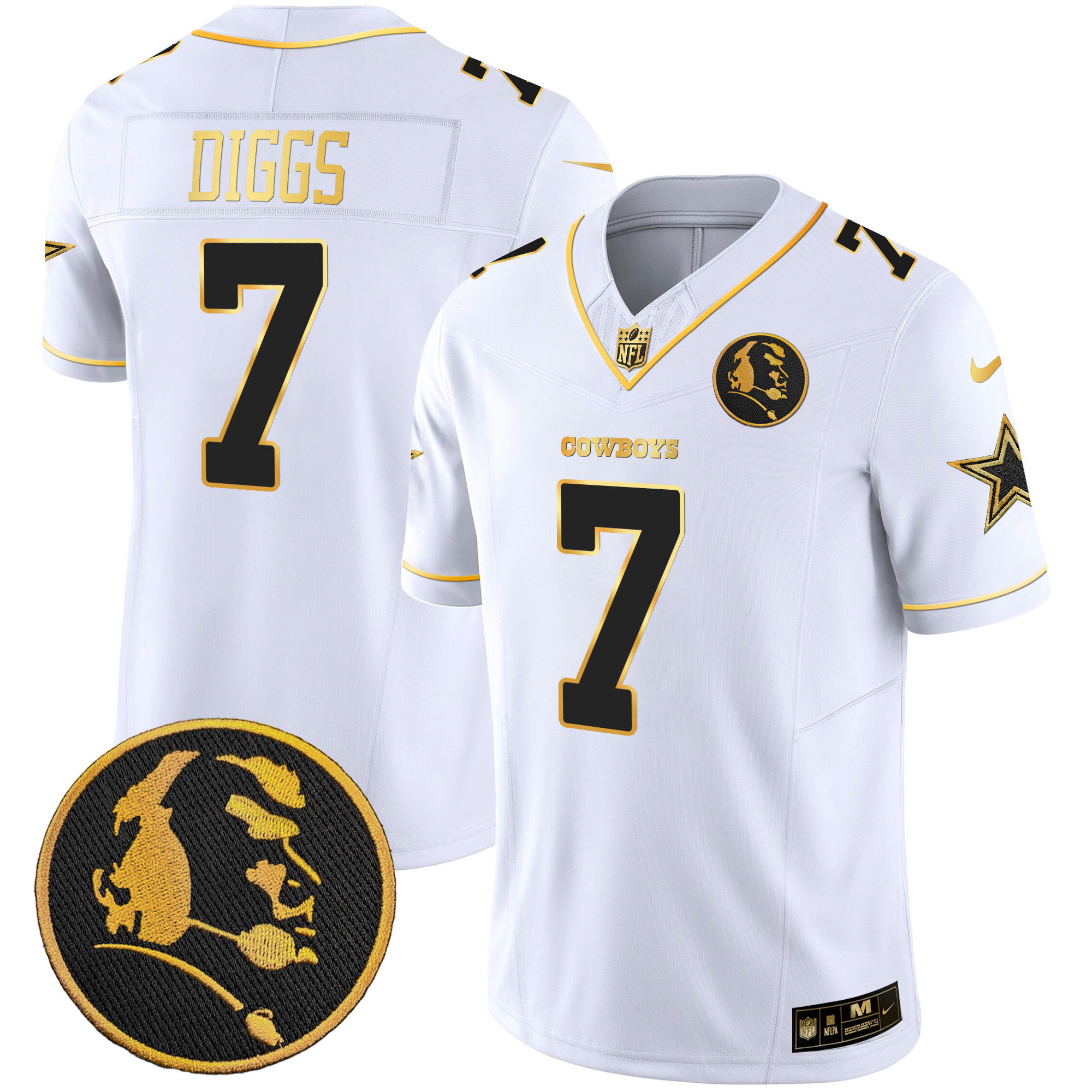 Trevon Diggs Men's Dallas Cowboys John Madden Patch Gold Vapor White Gold Jersey - All Stitched 