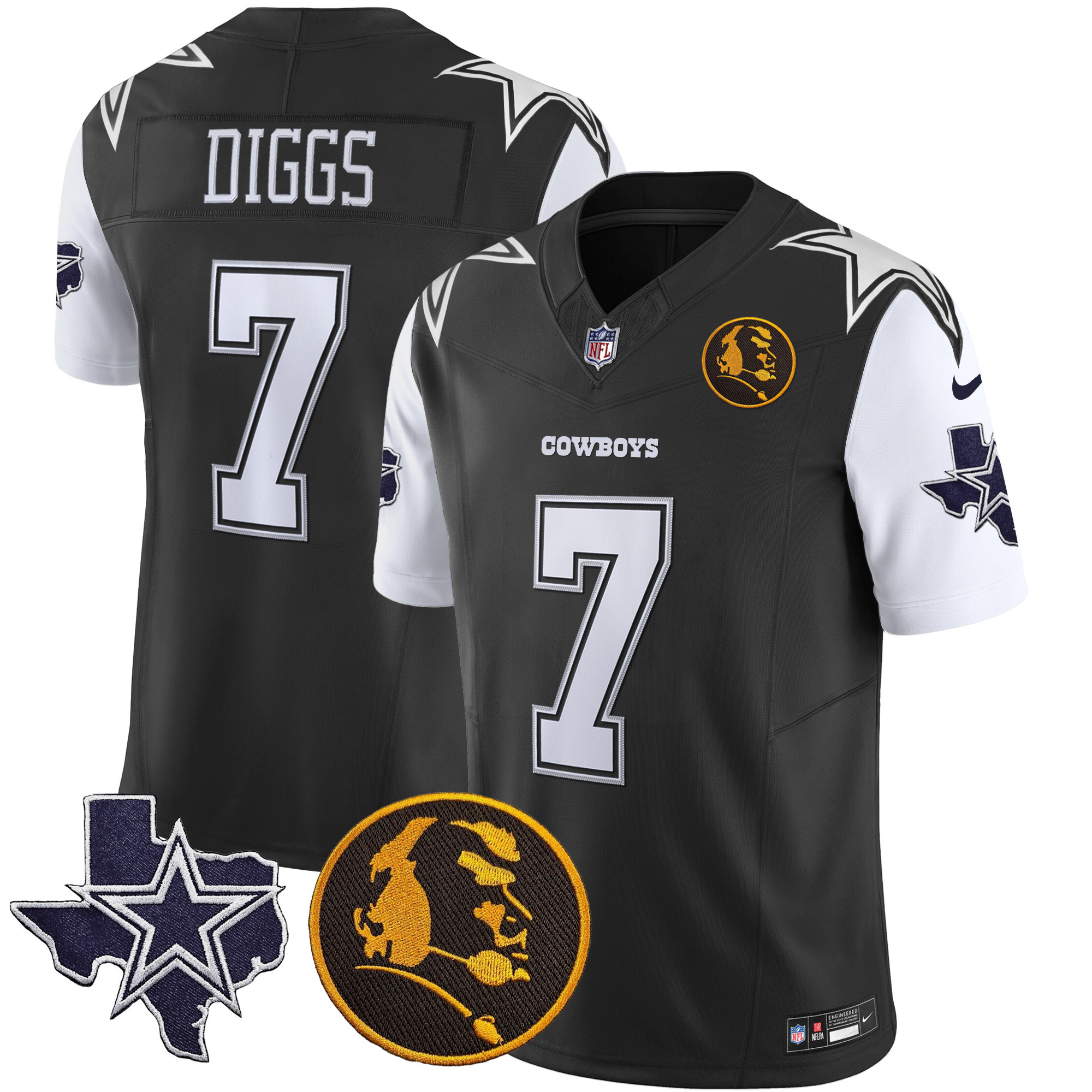Trevon Diggs Men's Dallas Cowboys Texas & John Madden Patch Vapor Black Jersey - All Stitched 