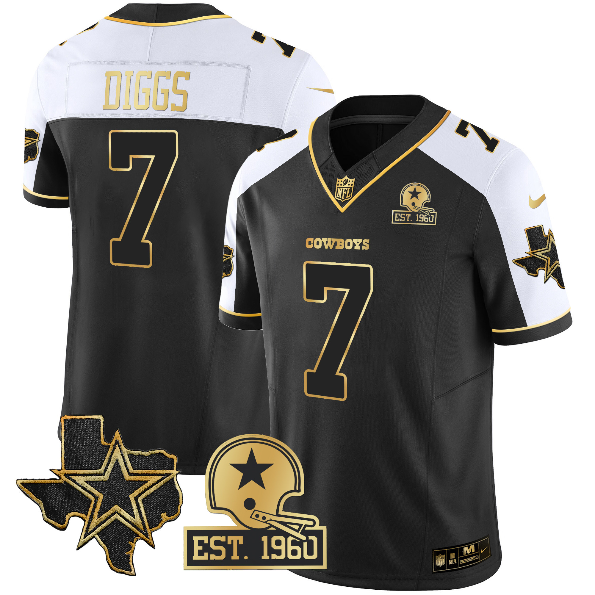 Trevon Diggs Men's Dallas Cowboys Texas Patch Gold Vapor Alternate Jersey - All Stitched 