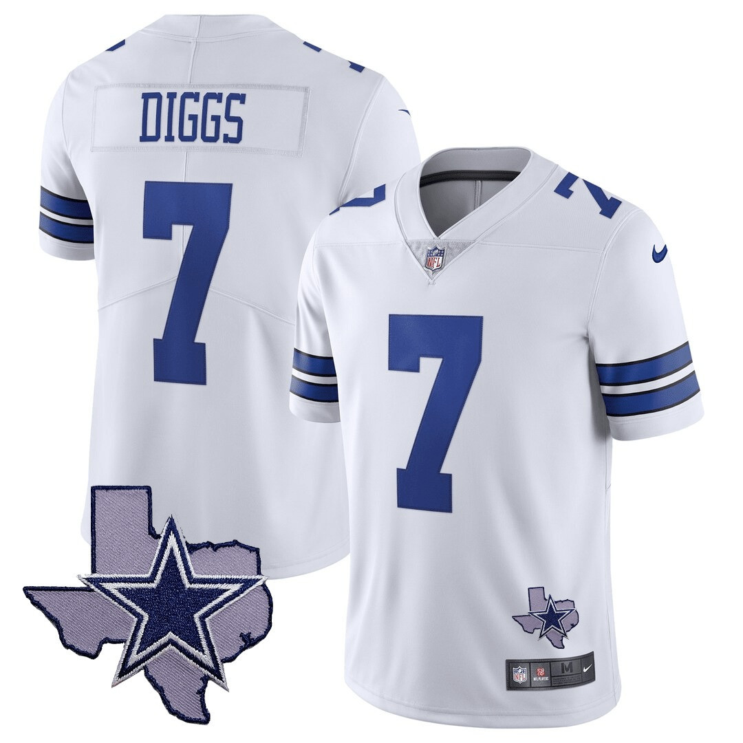 Trevon Diggs Men's Dallas Cowboys Texas Patch Vapor White Jersey - All Stitched 