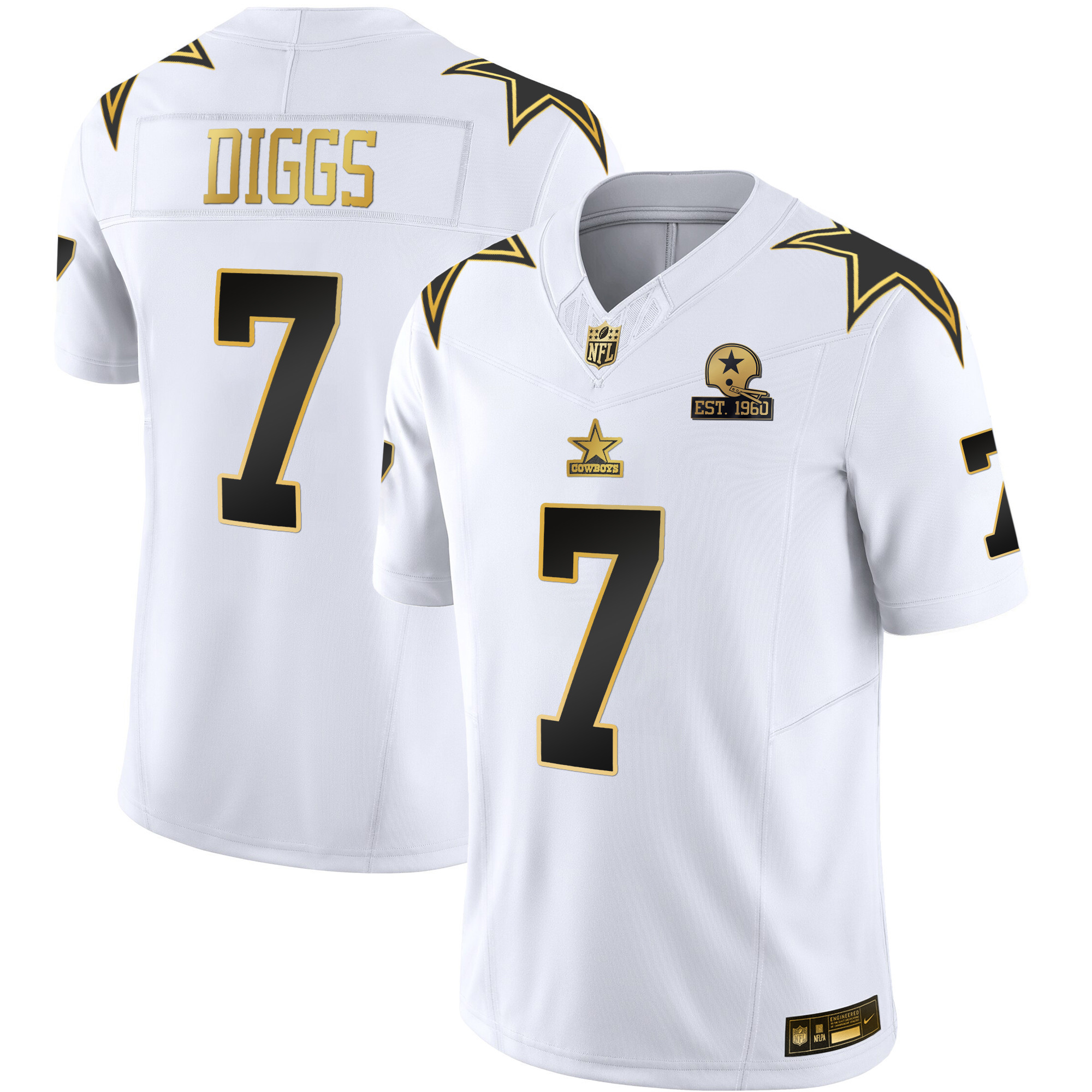 Trevon Diggs Men's Dallas Cowboys Throwback Limited Vapor White Gold Jersey - All Stitched 