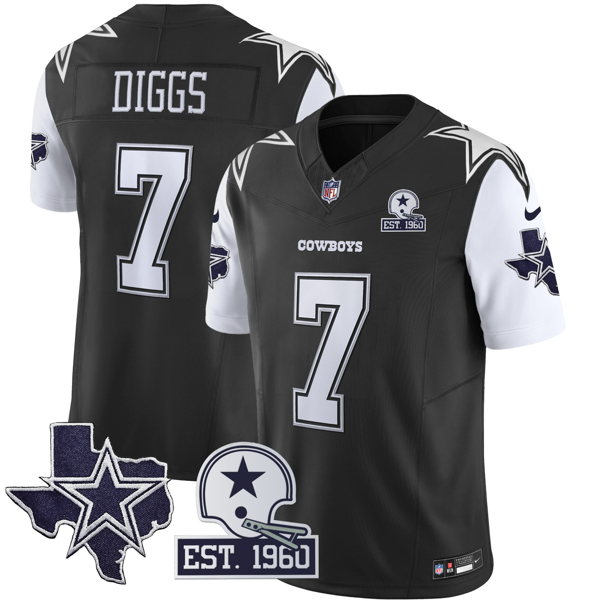Trevon Diggs Men's Dallas Cowboys Throwback Texas Patch Vapor Limited Black Jersey - All Stitched 