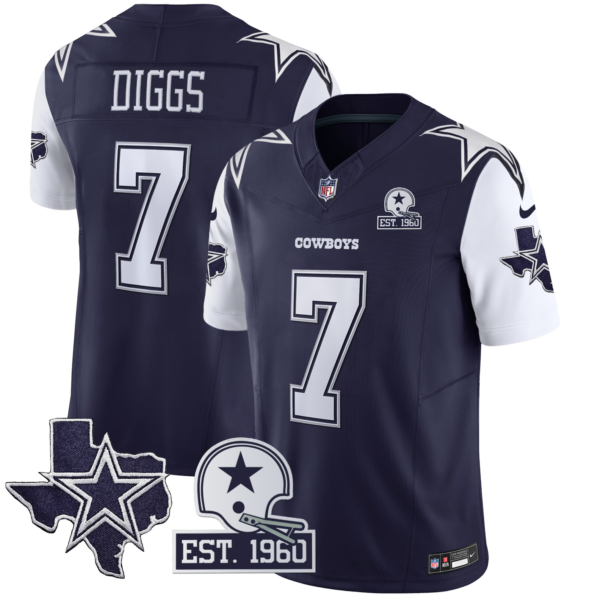 Trevon Diggs Men's Dallas Cowboys Throwback Texas Patch Vapor Limited Navy Jersey - All Stitched 