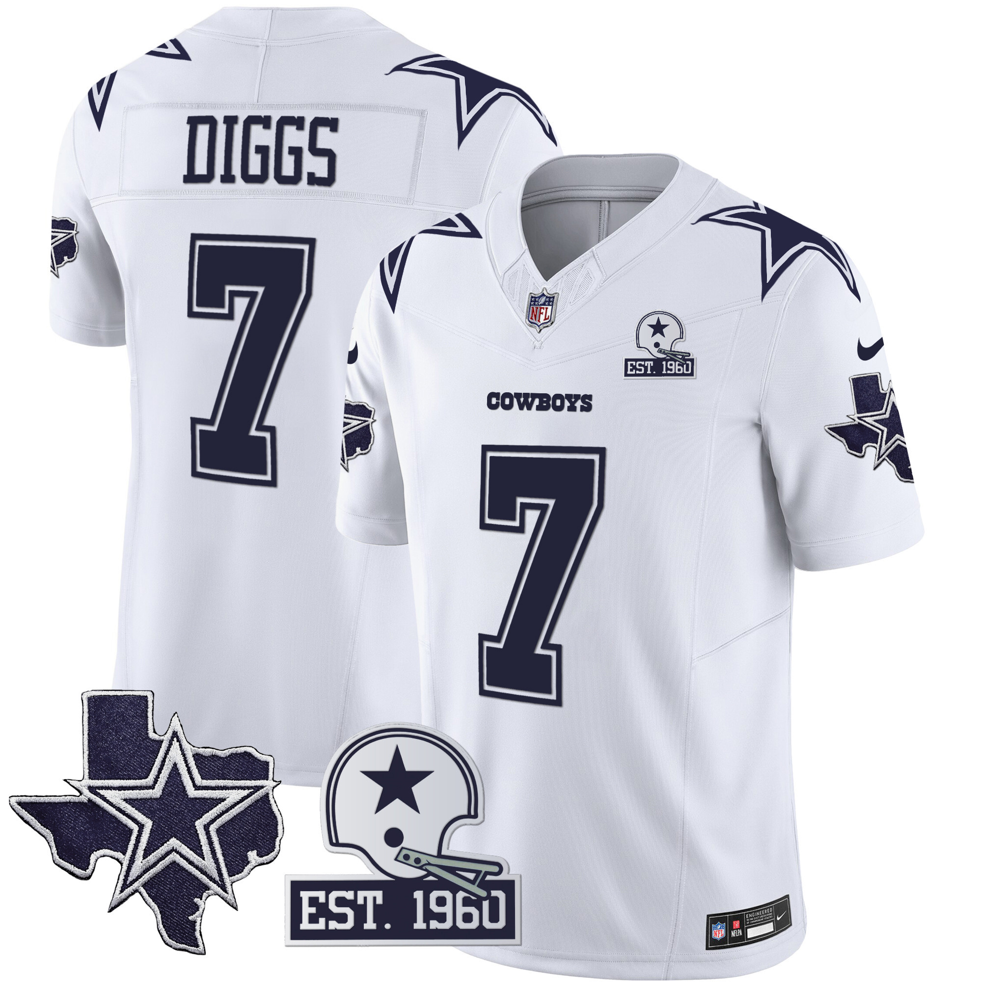 Trevon Diggs Men's Dallas Cowboys Throwback Texas Patch Vapor Limited White Jersey - All Stitched 