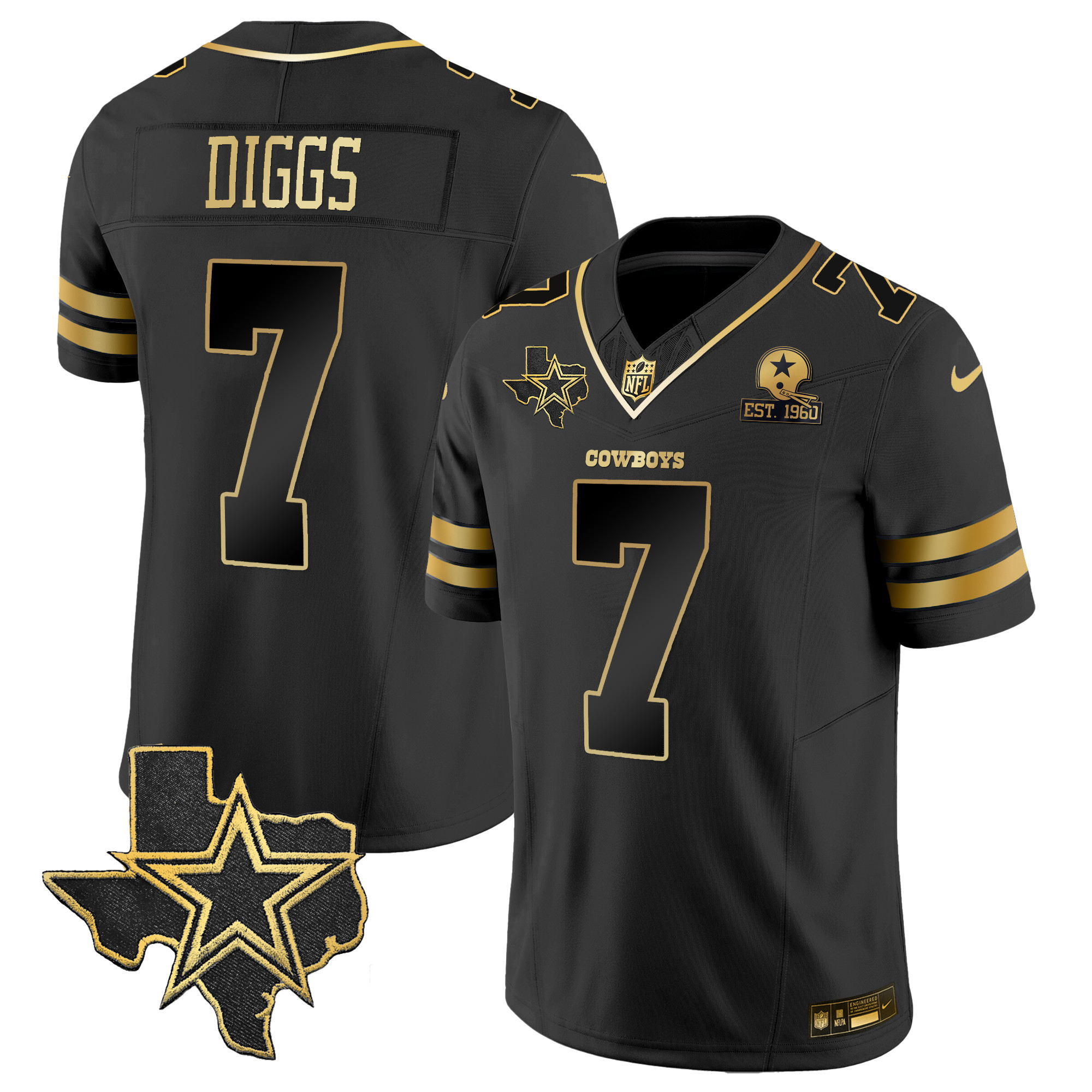 Trevon Diggs Men's Dallas Cowboys Vapor Gold Black Gold Jersey - All Stitched 