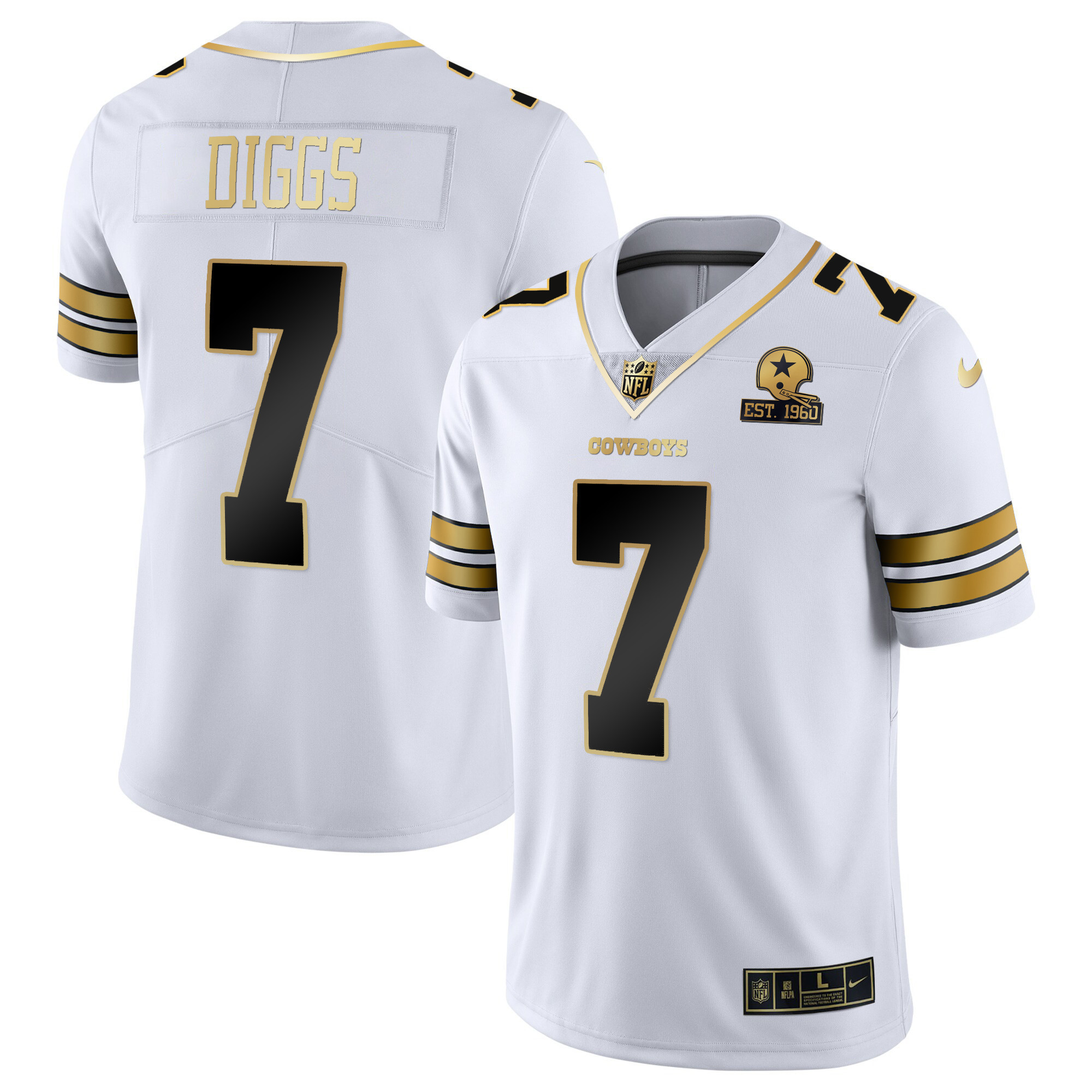 Trevon Diggs Men's Dallas Cowboys Vapor Gold White Gold Jersey - All Stitched 