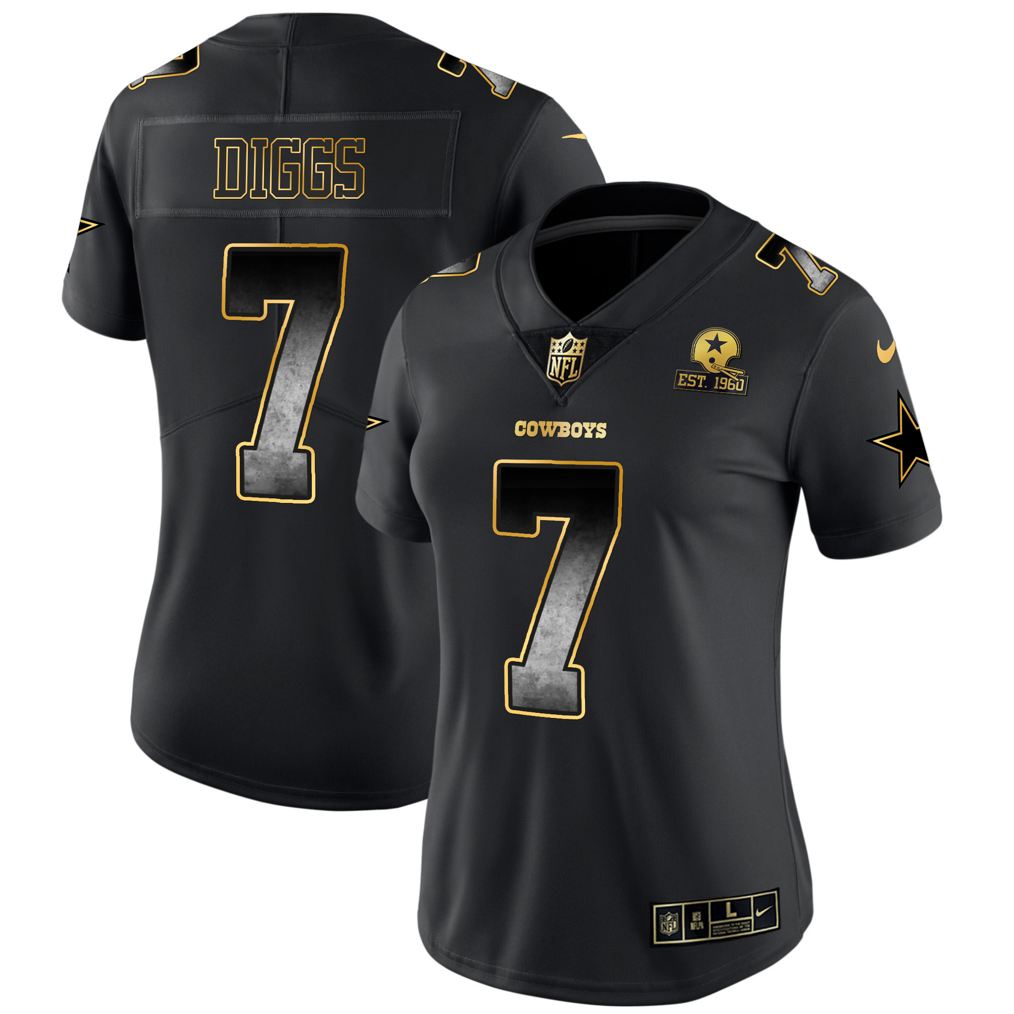 Trevon Diggs Women's Dallas Cowboys Arch Smoke Vapor Black Jersey - All Stitched 