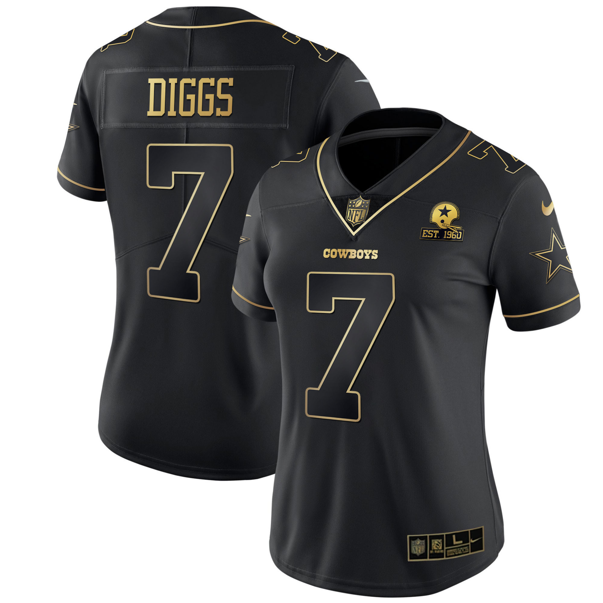 Trevon Diggs Women's Dallas Cowboys Black Gold & White Gold Black Gold Jersey - All Stitched 