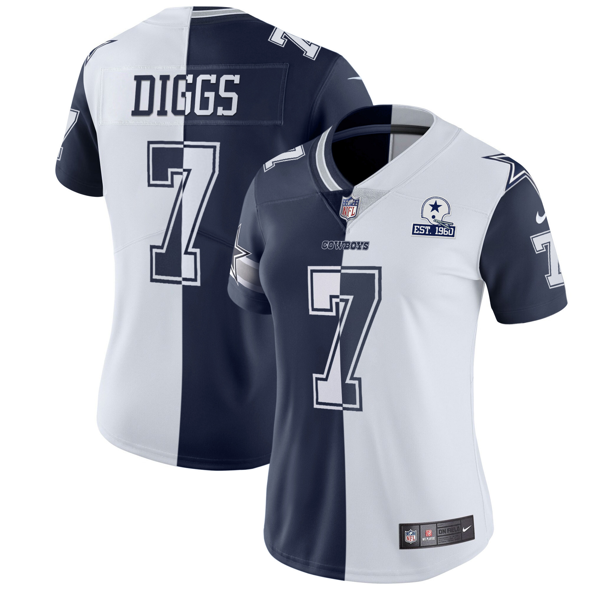 Trevon Diggs Women's Dallas Cowboys Black Gold & White Gold Split Jersey - All Stitched 