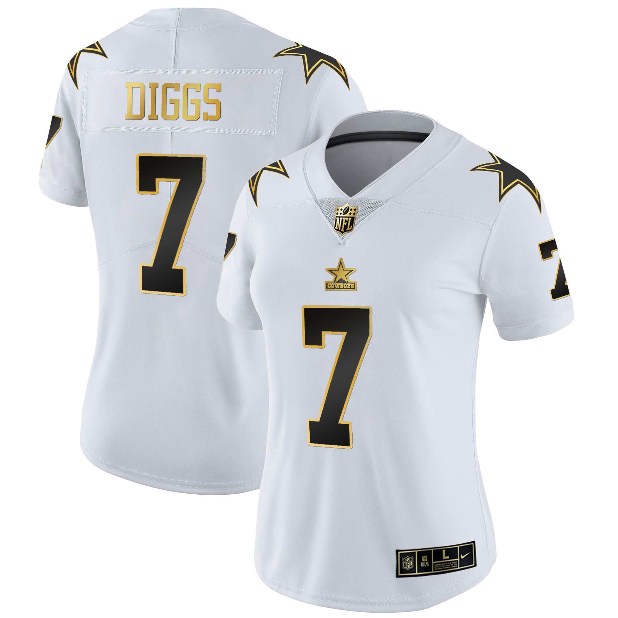 Trevon Diggs Women's Dallas Cowboys Throwback Limited Vapor White Gold Jersey - All Stitched 