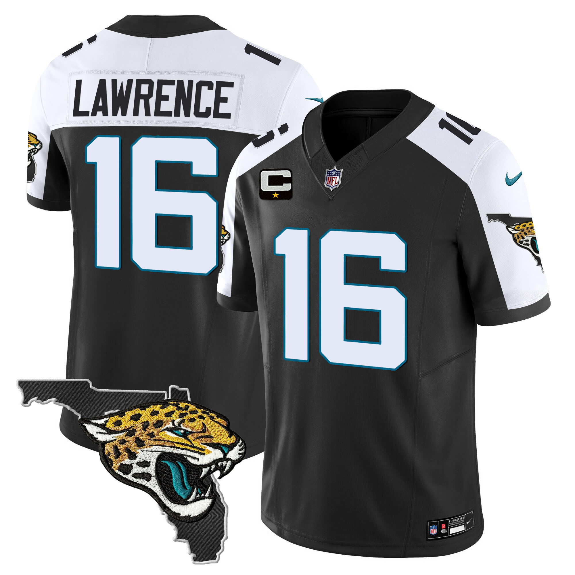 Trevor Lawrence Men's Jacksonville Jaguars Florida Patch Vapor Black Alternate Jersey - All Stitched