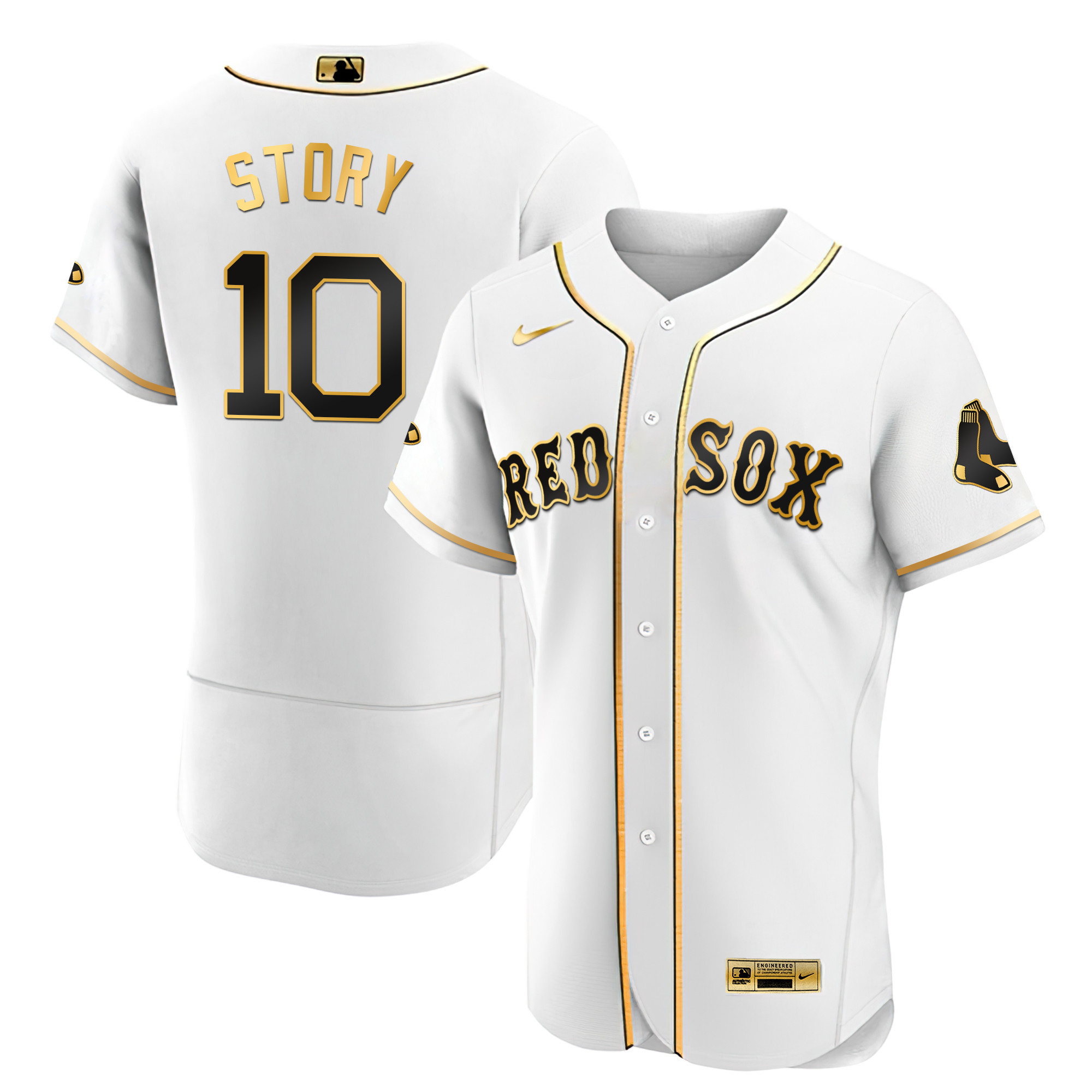 Trevor Story Men's Boston Red Sox Black Limited & Gold Flex White Gold Jersey - All Stitched