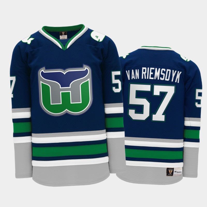 Trevor van Riemsdyk #57 Hartford Whalers Throwback Heritage Navy Jersey