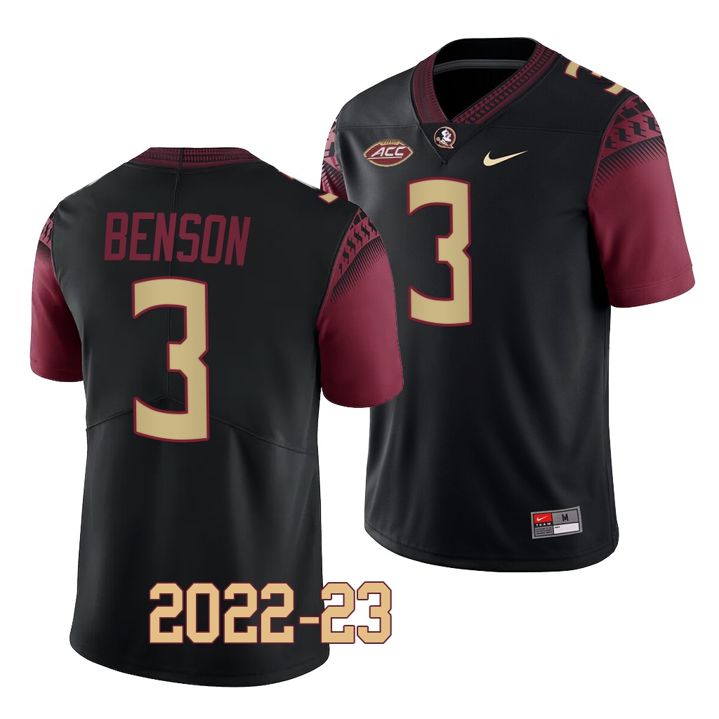 Trey Benson Florida State Seminoles 2022-23 College Jersey Men's Black #3 Uniform