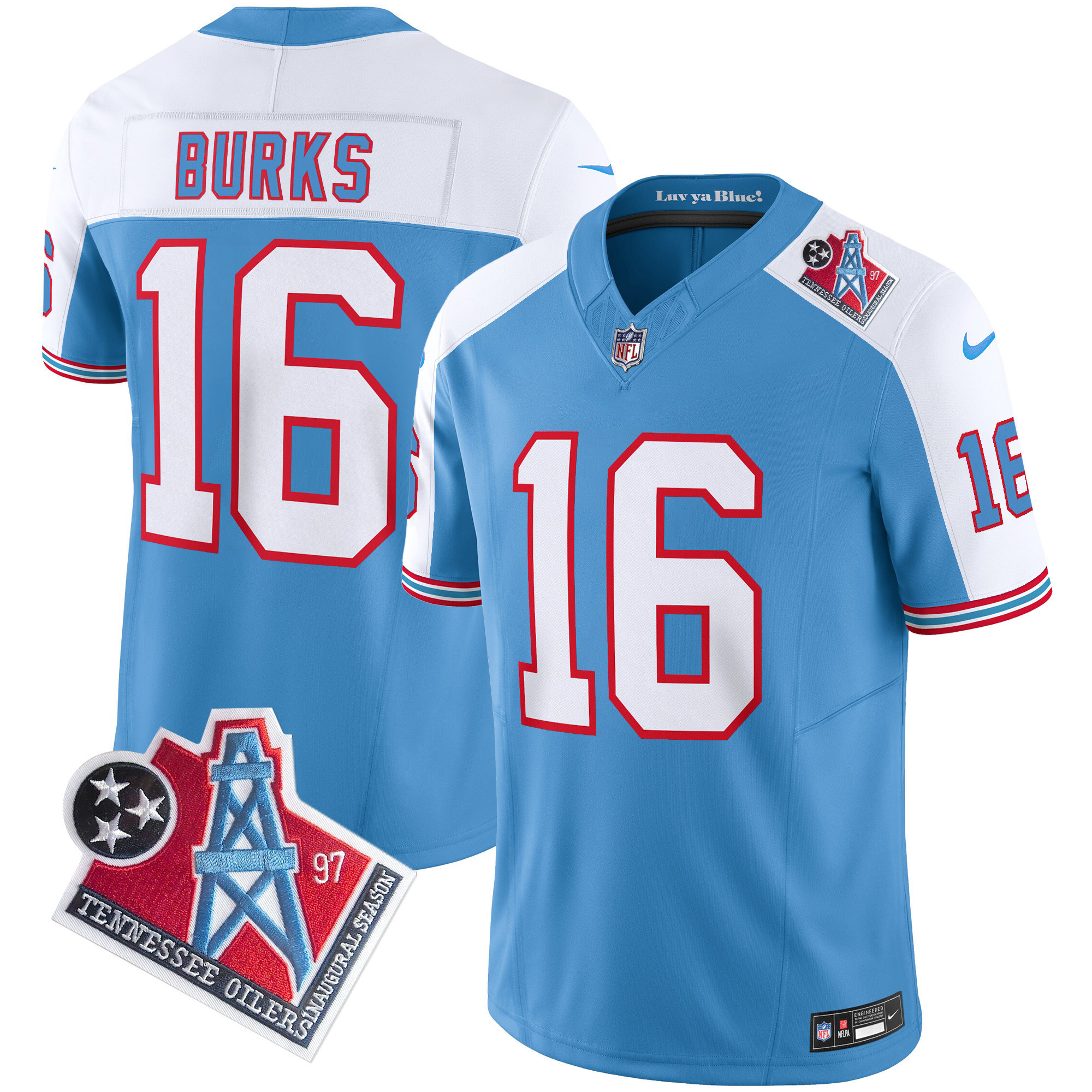 Treylon Burks Men's Tennessee Titans 1997 Throwback Limited Vapor Alternate Jersey - All Stitched 