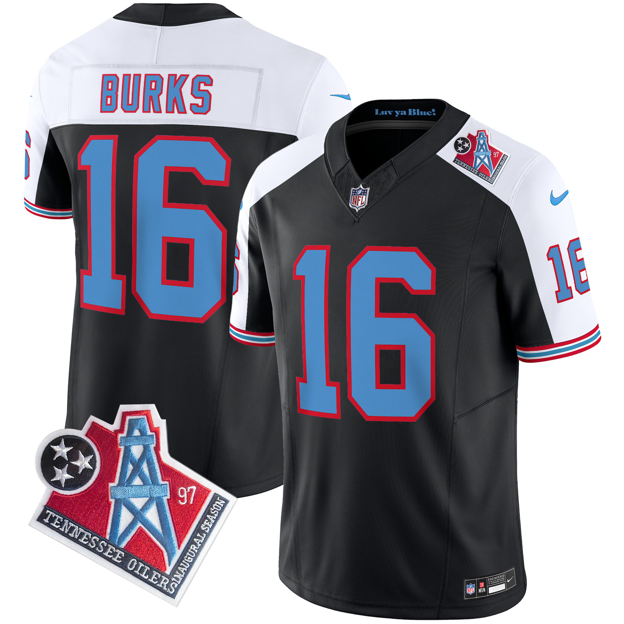 Treylon Burks Men's Tennessee Titans 1997 Throwback Limited Vapor Black Alternate Jersey - All Stitched 