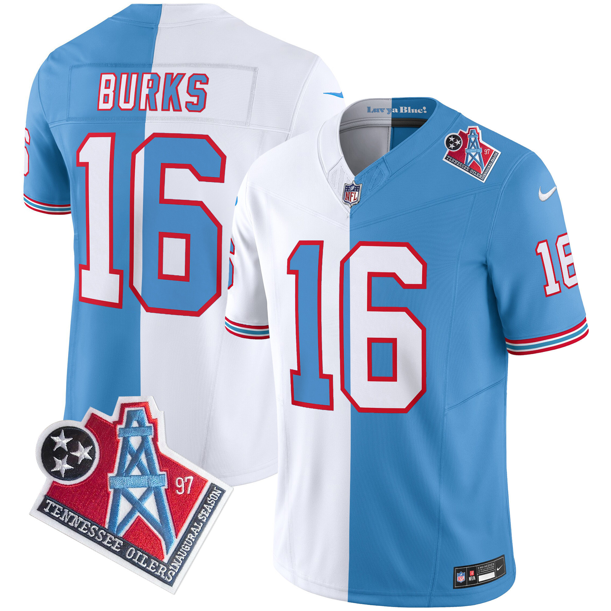 Treylon Burks Men's Tennessee Titans 1997 Throwback Limited Vapor Split Jersey - All Stitched 
