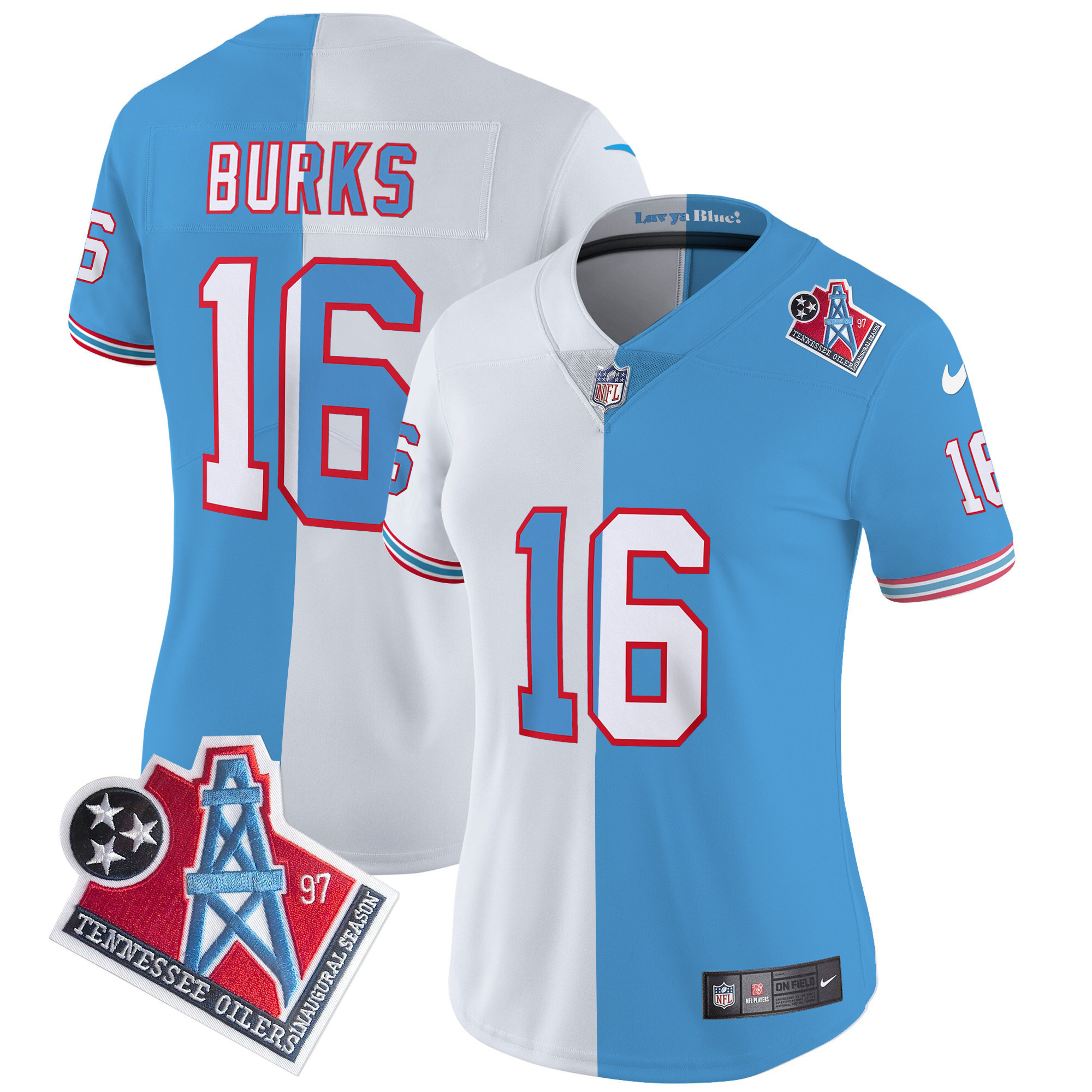 Treylon Burks Women's Tennessee Titans 1997 Throwback Limited Vapor Split Jersey - All Stitched 
