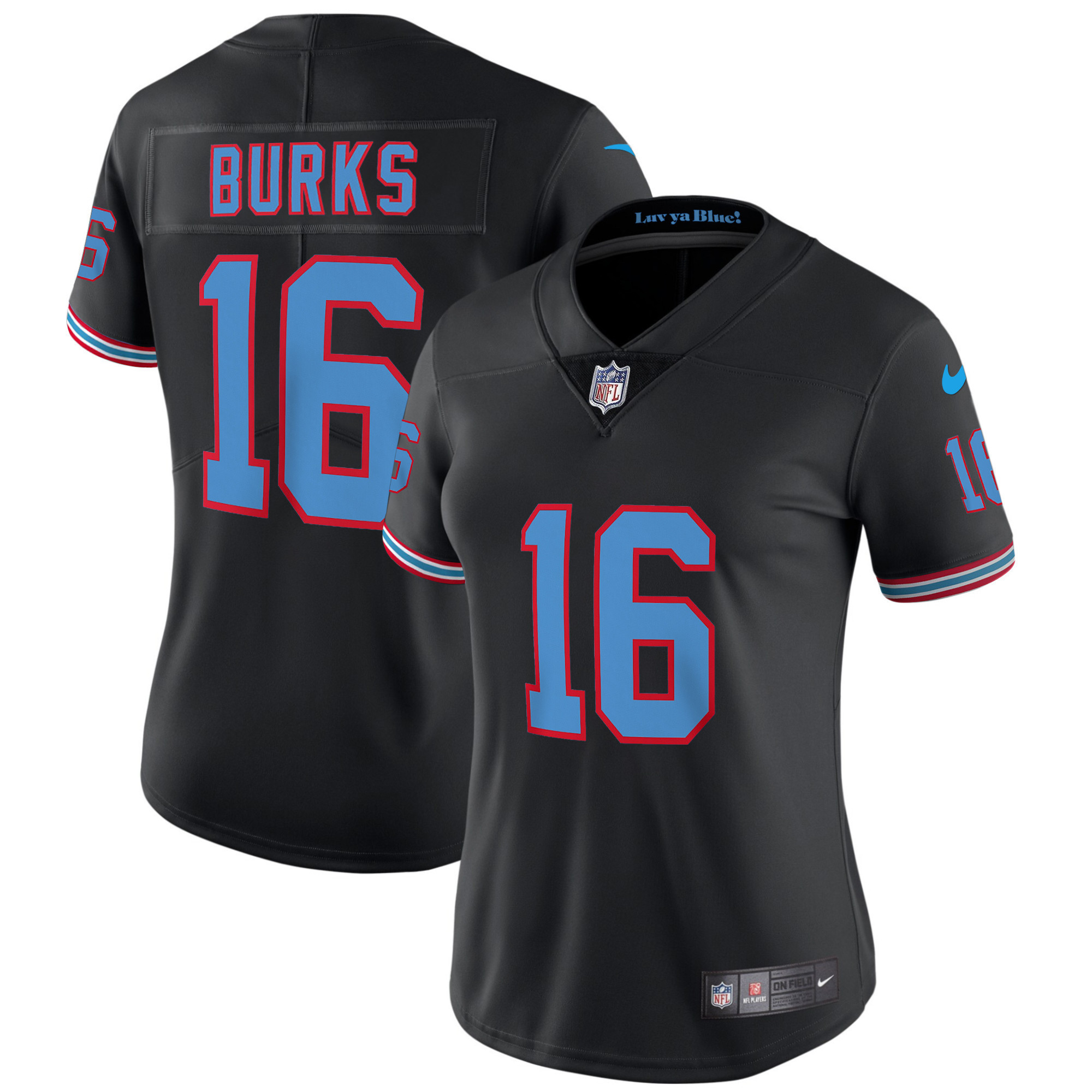 Treylon Burks Women's Tennessee Titans Throwback Limited Vapor Black Jersey - All Stitched 