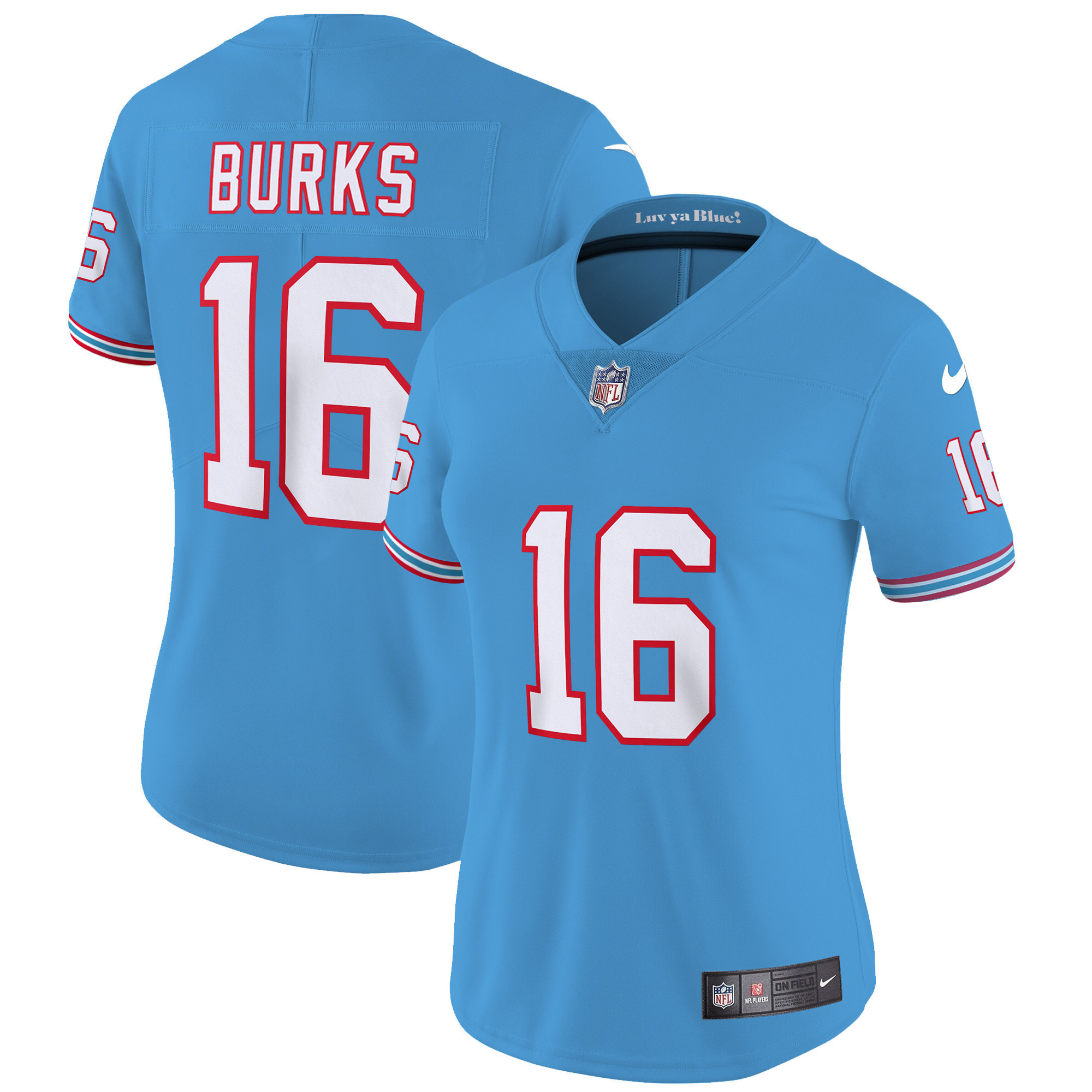 Treylon Burks Women's Tennessee Titans Throwback Limited Vapor Light Blue Jersey - All Stitched 