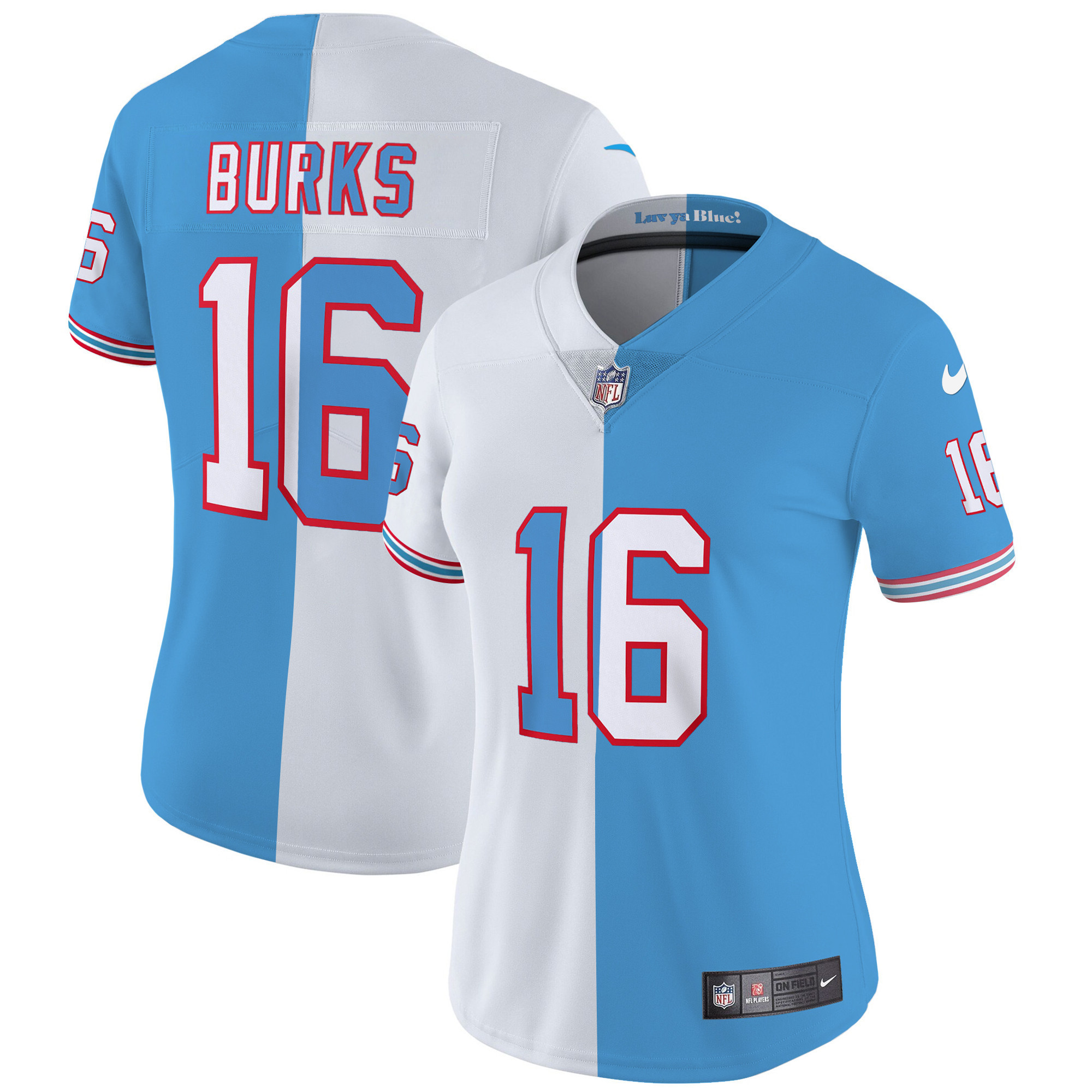 Treylon Burks Women's Tennessee Titans Throwback Limited Vapor Split Jersey - All Stitched 