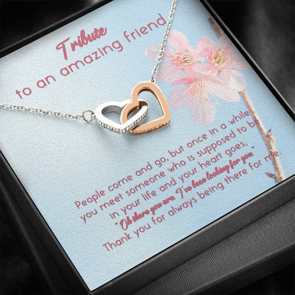 Tribute To An Amazing Friend Interlocking Hearts Necklace