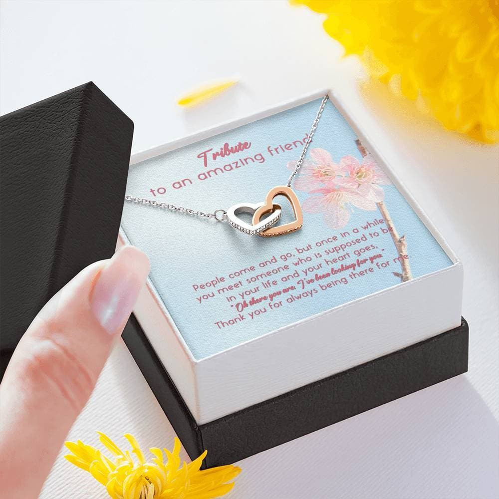 Tribute To An Amazing Friend Interlocking Hearts Necklace