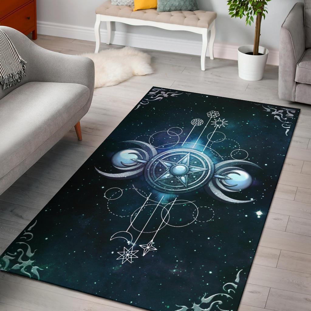 Triple Moon Wicca Area Rectangle Rug